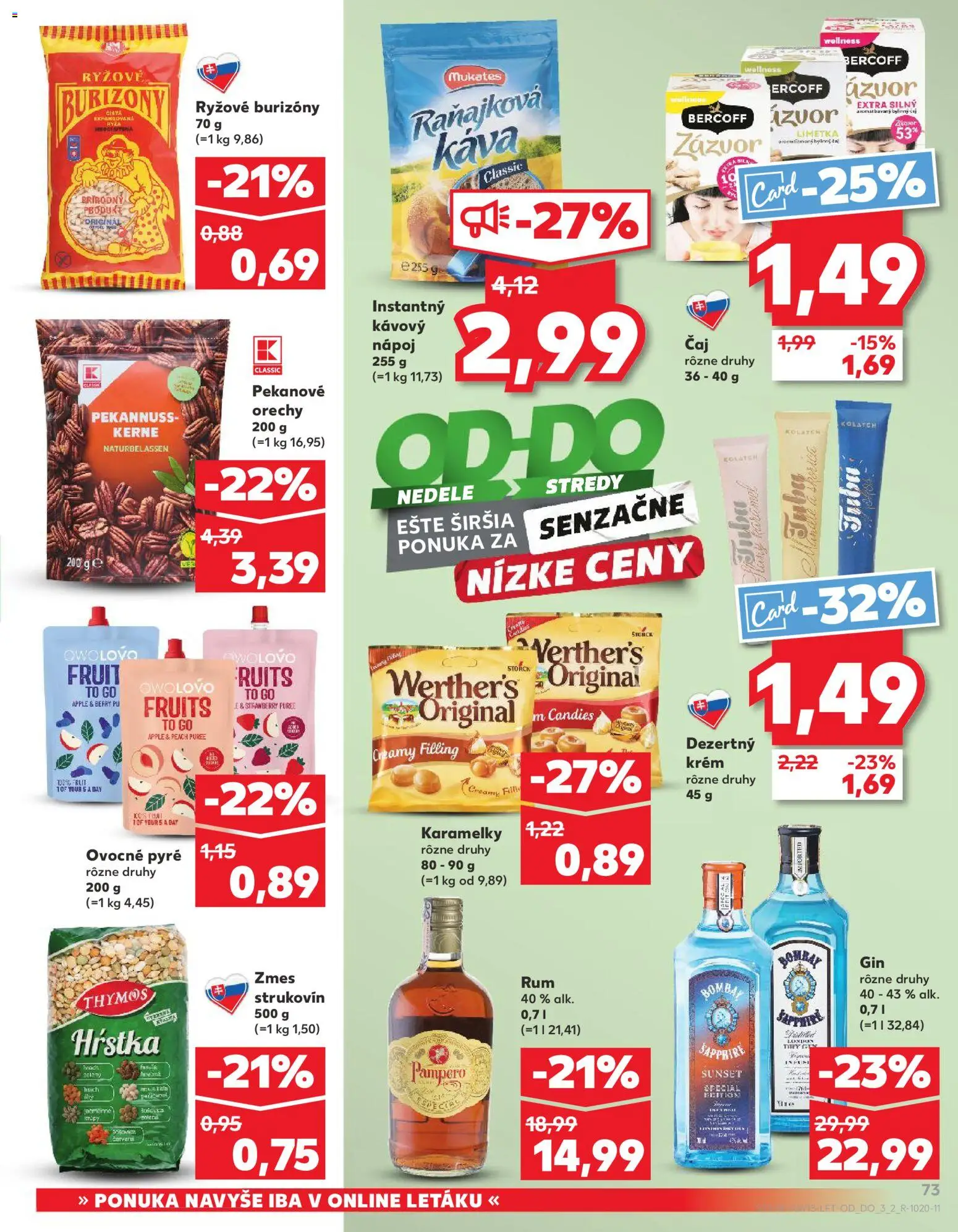 Nové Kaufland akcie – leták je platný od 09.04.2026 | Strana: 73 | Produkty: Káva, Gin, Orechy, Rum