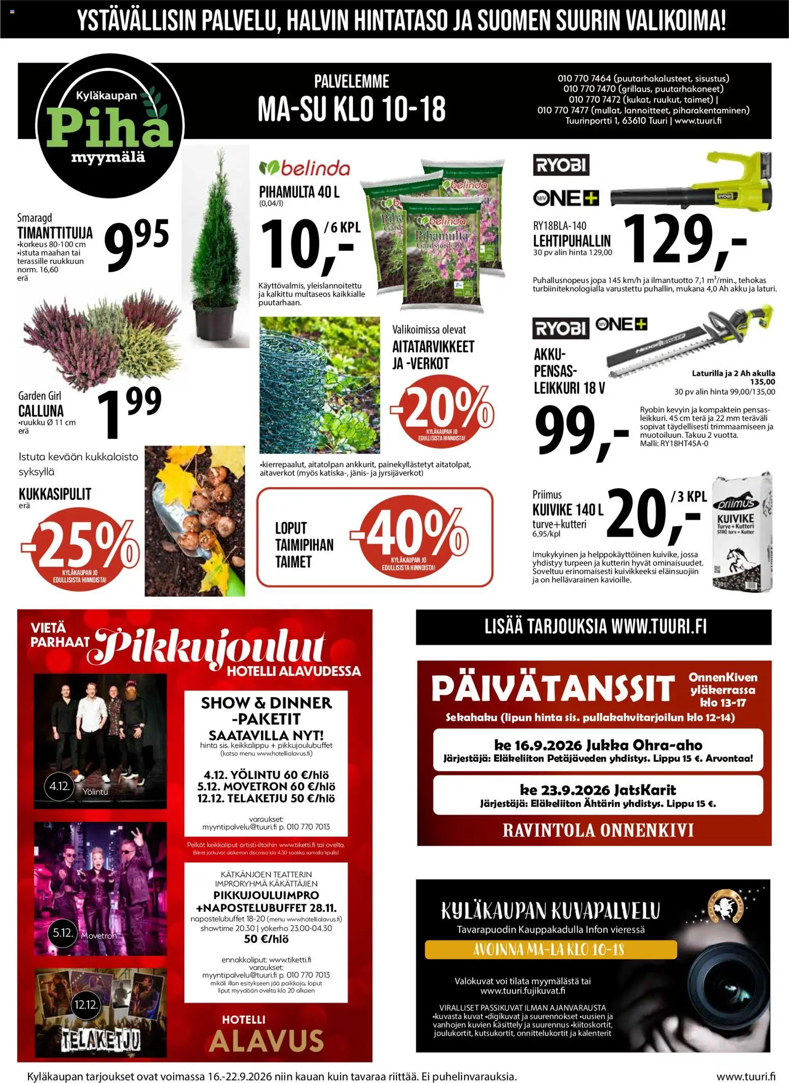 Tuuri tarjoukset – voimassa 16/09/2026 alkaen | Sivu: 6 | Tuotteet: Leikkuri, Akku, Voi, Turve