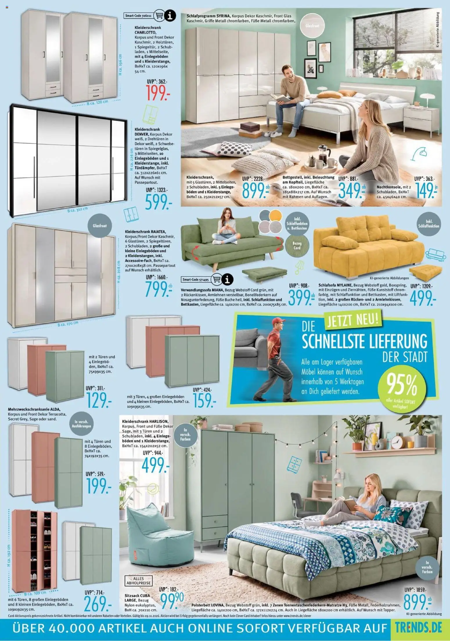 Trends Prospekt – gültig ab 19.09.2026 | Seite: 5 | Produkte: Schlafsofa, Sitzsack, Kleiderschrank, Polsterbett