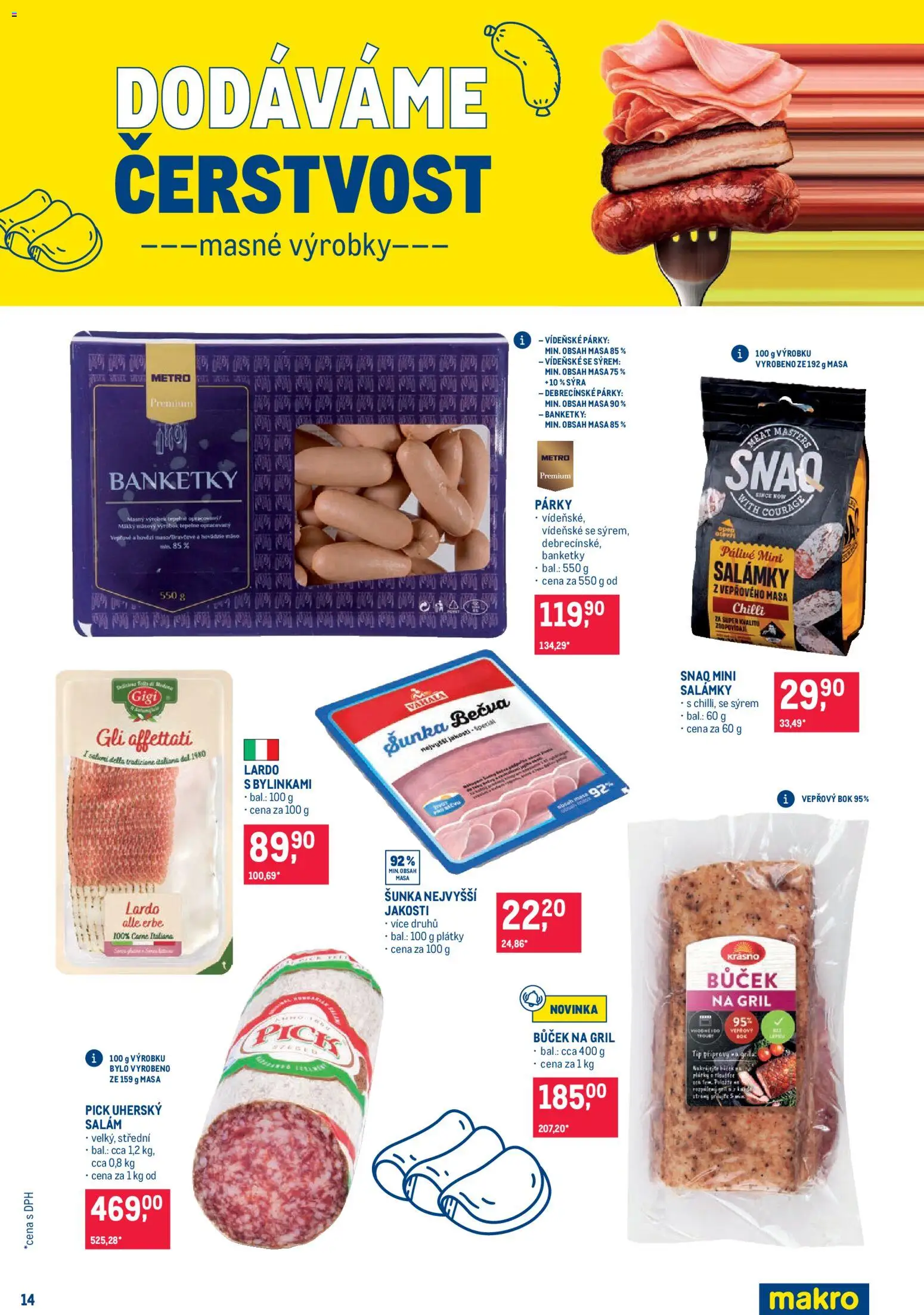 Makro leták - Pro milovníky jídla od 29.07.2026 | Strana: 14 | Produkty: Hovězí, Vepřový bok, Bůček, Maso