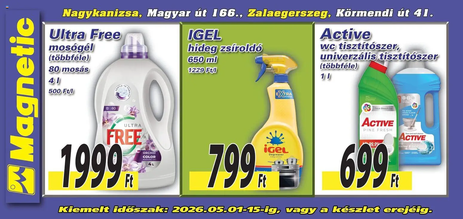 Magnetic akciós ujság - amely érvényes a következő dátumtól: 01.05.2026 | Oldal: 5 | Termékek: Mosógél, WC