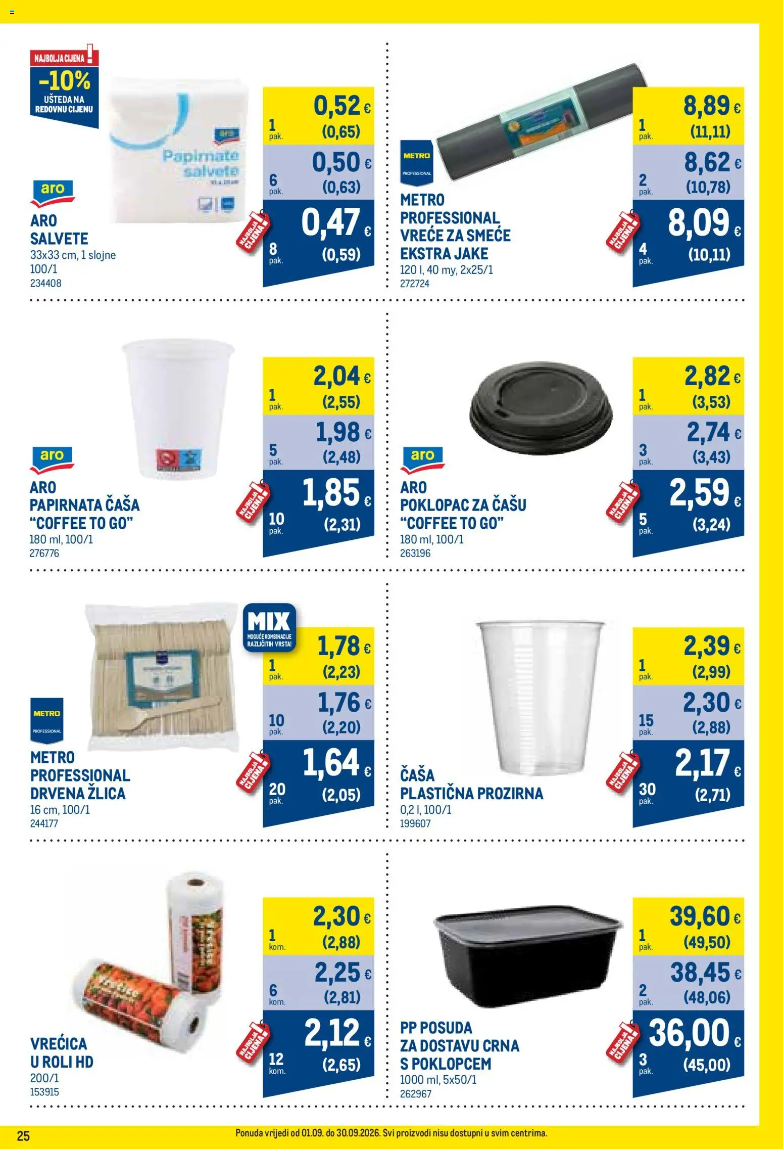 Metro katalog | vrijedi od 01.09.2026 | Stranica: 25 | Proizvodi: Salvete, Vreće za smeće