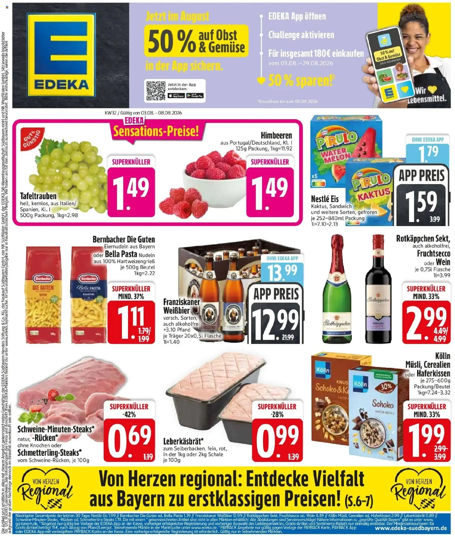 Edeka Prospekt Rosenheim (ab 03.08.2026) » Angebote Online | Seite: 3 | Produkte: Kolln, Obst, Rotkäppchen, Pasta