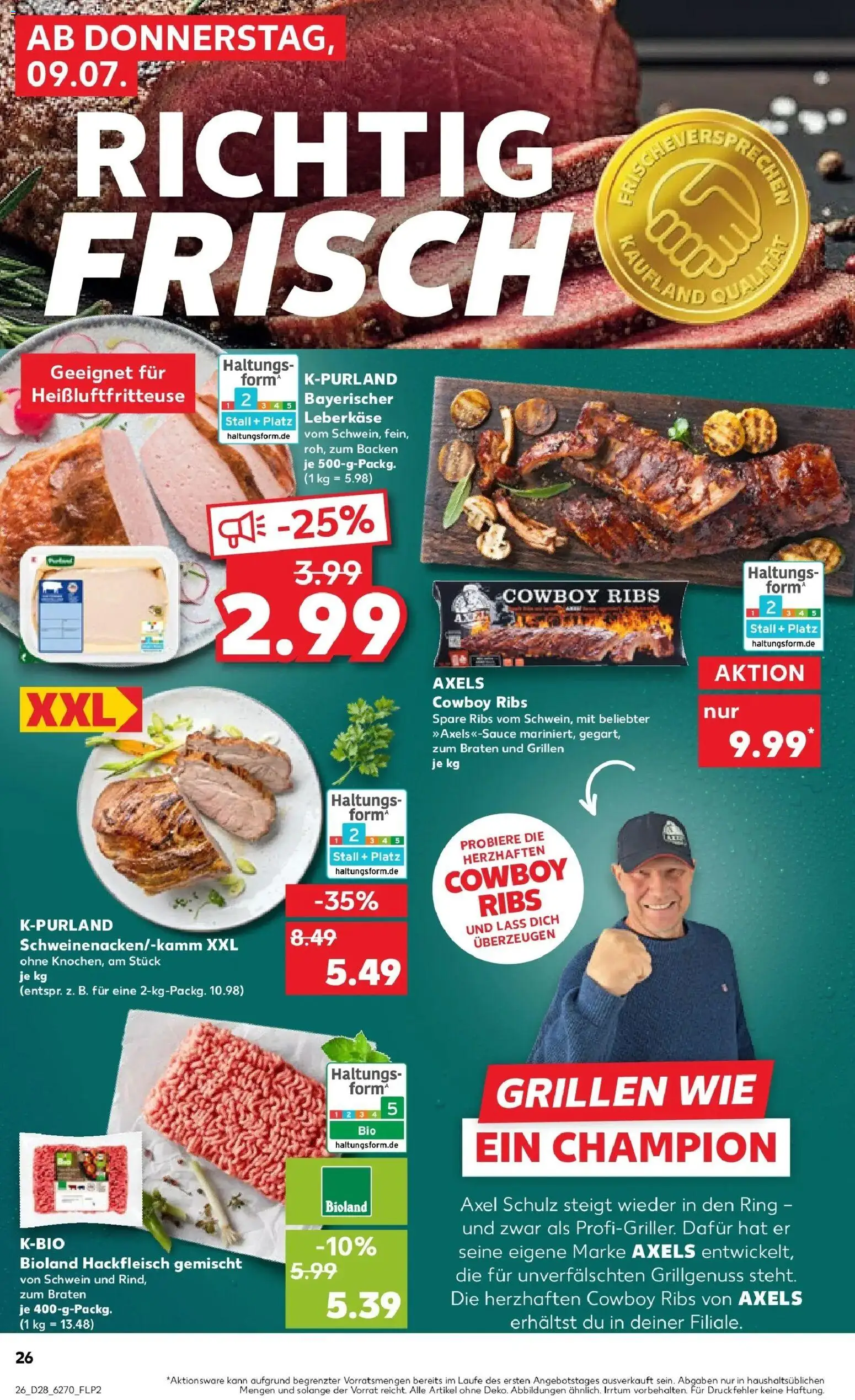 Kaufland Prospekt Dörfles-Esbach – gültig ab 09.07.2026 | Seite: 26 | Produkte: Spare ribs, Heißluftfritteuse, Hackfleisch, Leberkase