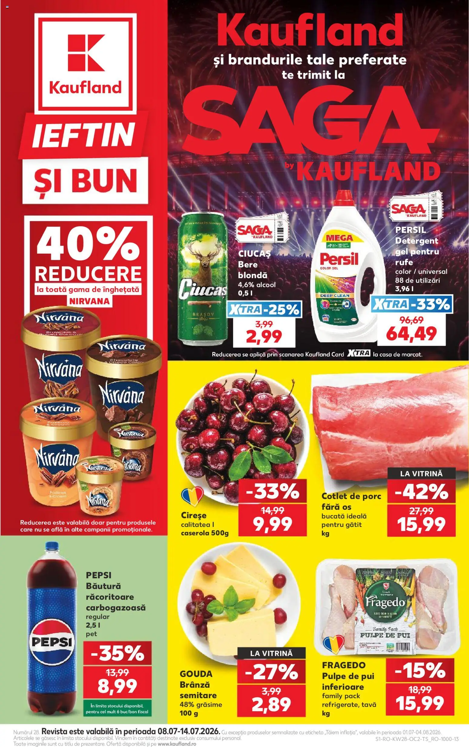 Kaufland RO akciós ujság - amely érvényes a következő dátumtól: 2026.07.08. | Oldal: 1 | Termékek: Persil, Pepsi, Gouda