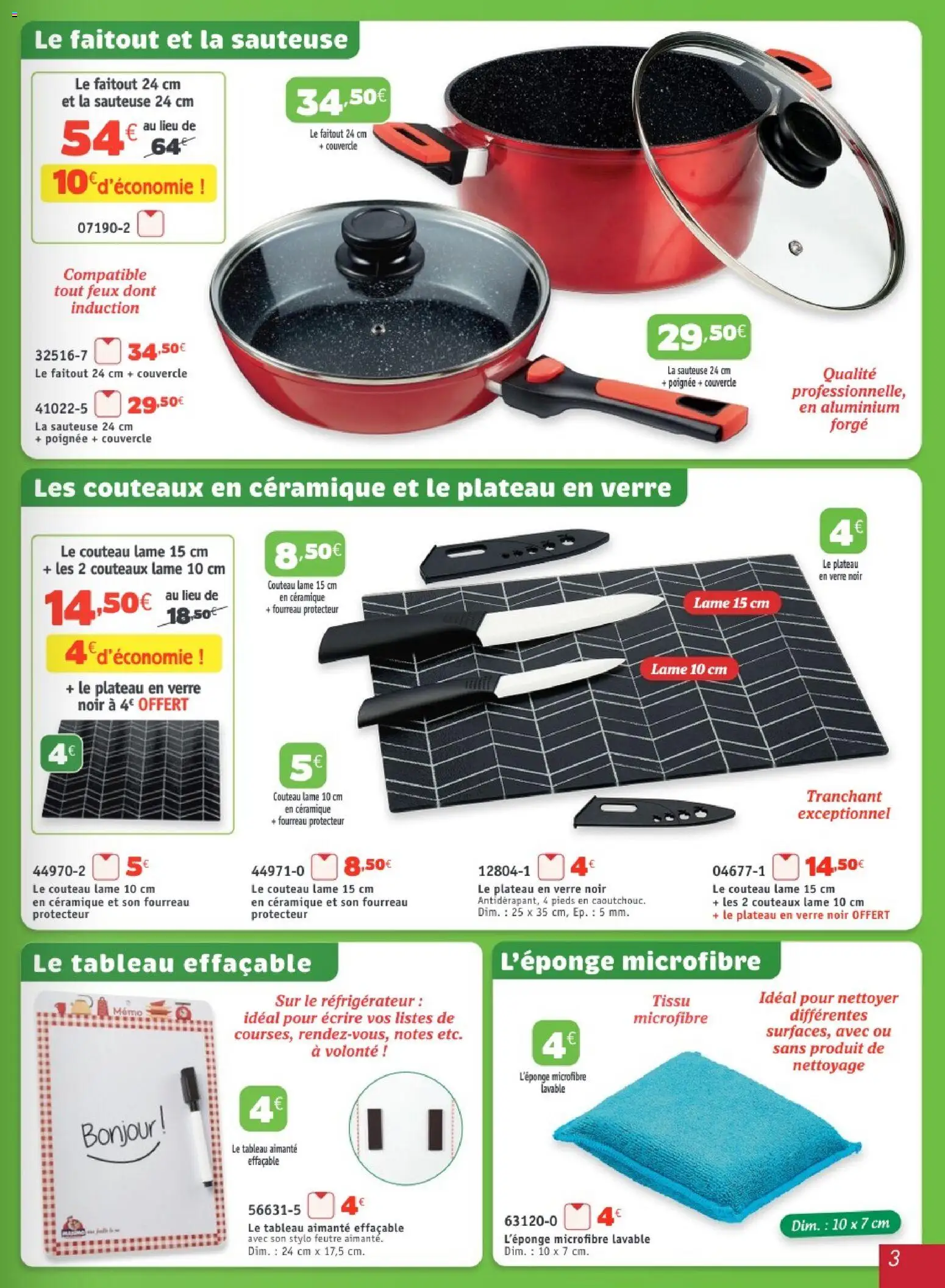 {H1} | Page: 3 | Produits: Couteaux, Réfrigérateur, Plateau, Stylo