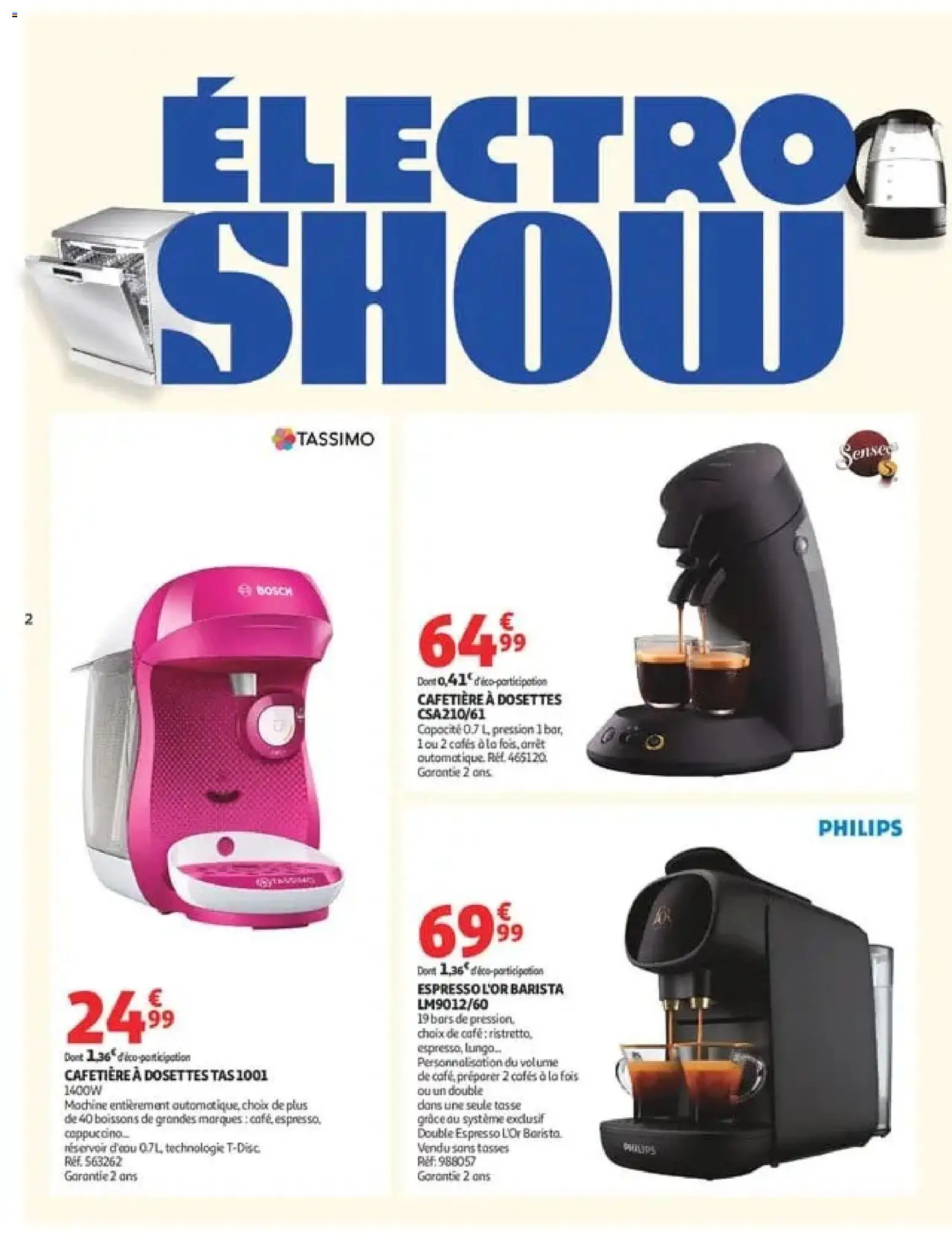 {H1} | Page: 2 | Produits: Cafetière, Tassimo, Cappuccino, Cafetière à dosettes