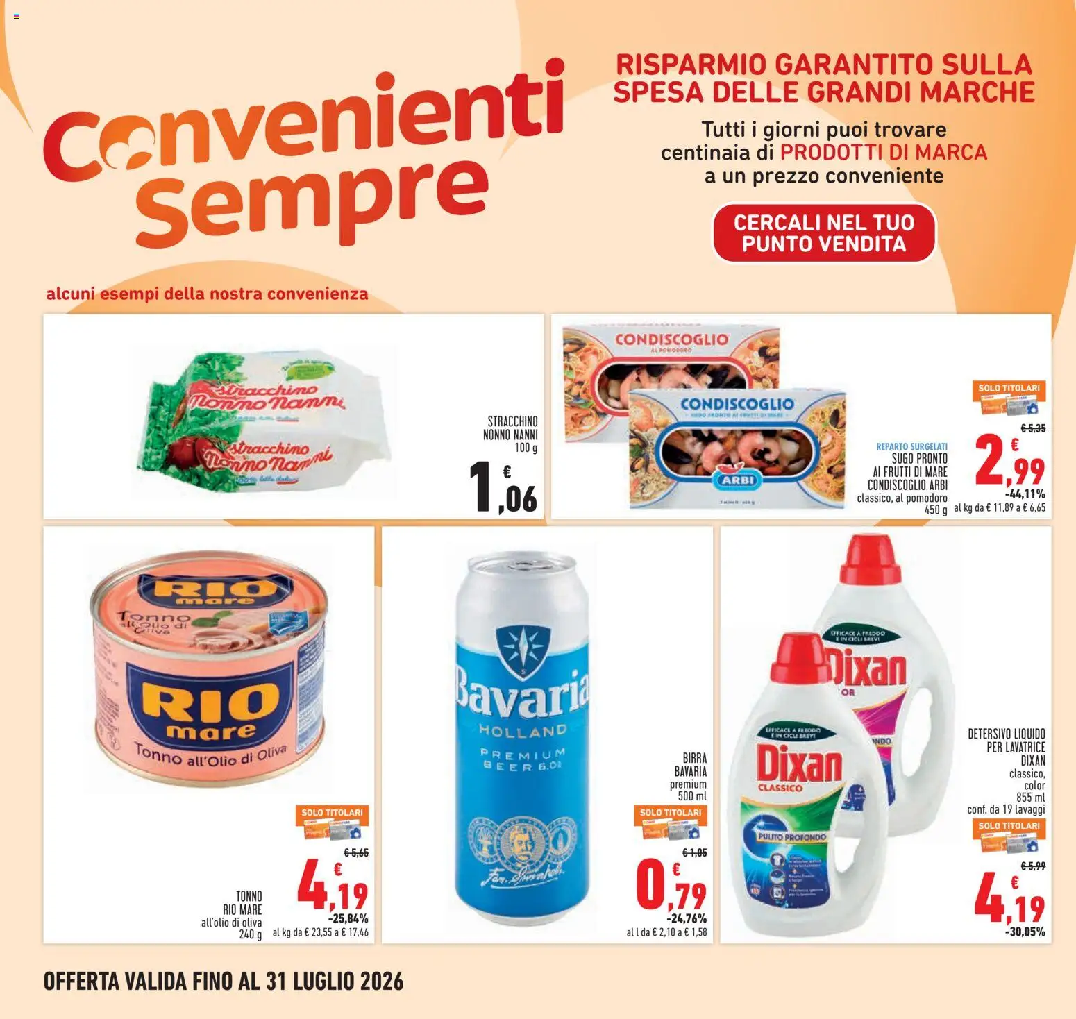Volantino Conad del 16/07/2026 | Pagina: 24 | Prodotti: Detergente, Pomodoro, Lavatrice, Stracchino