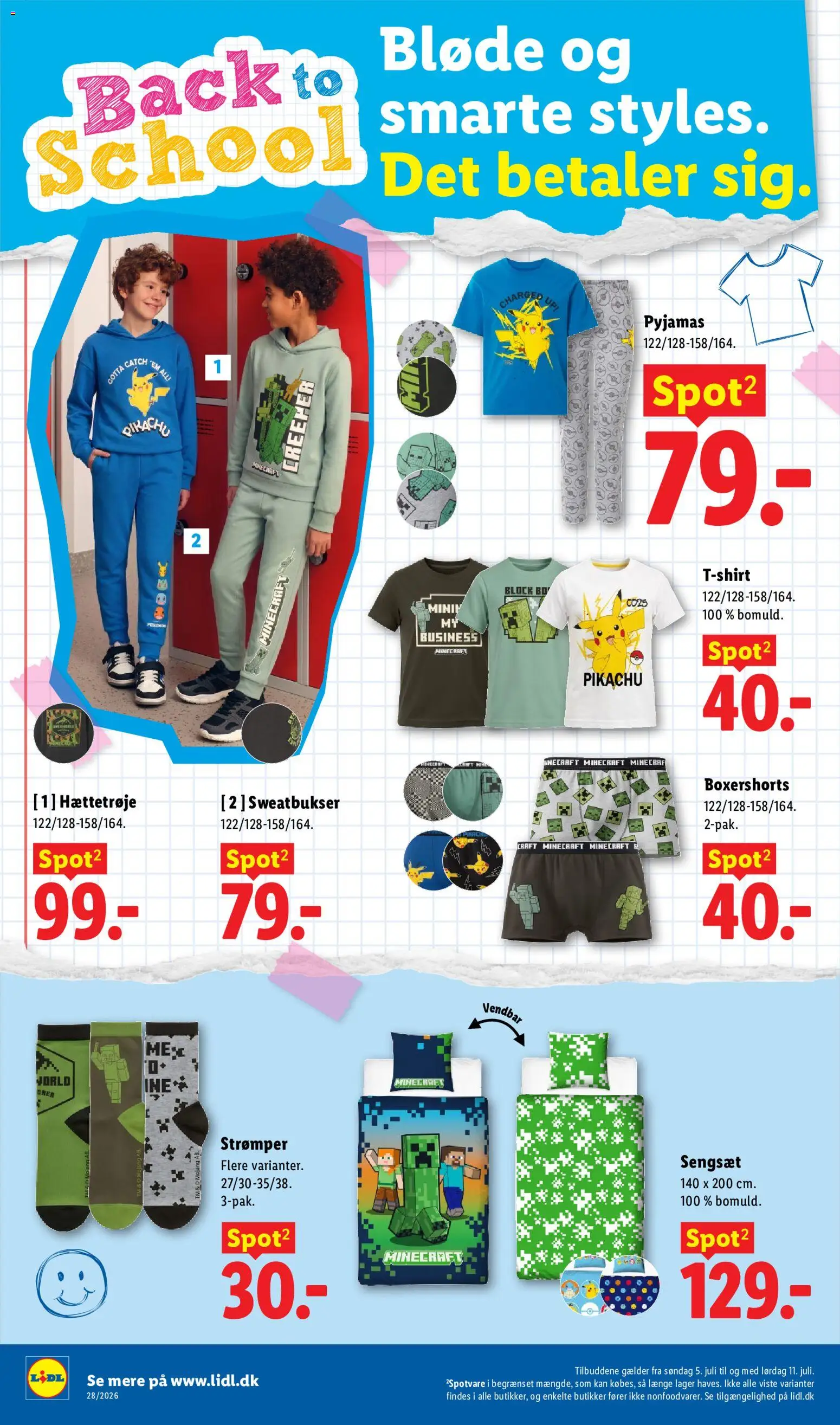 Lidl tilbudsavis – gyldig fra 05/07/2026 | Side: 8 | Produkter: T-shirt, Bukser, Pyjamas, Strømper