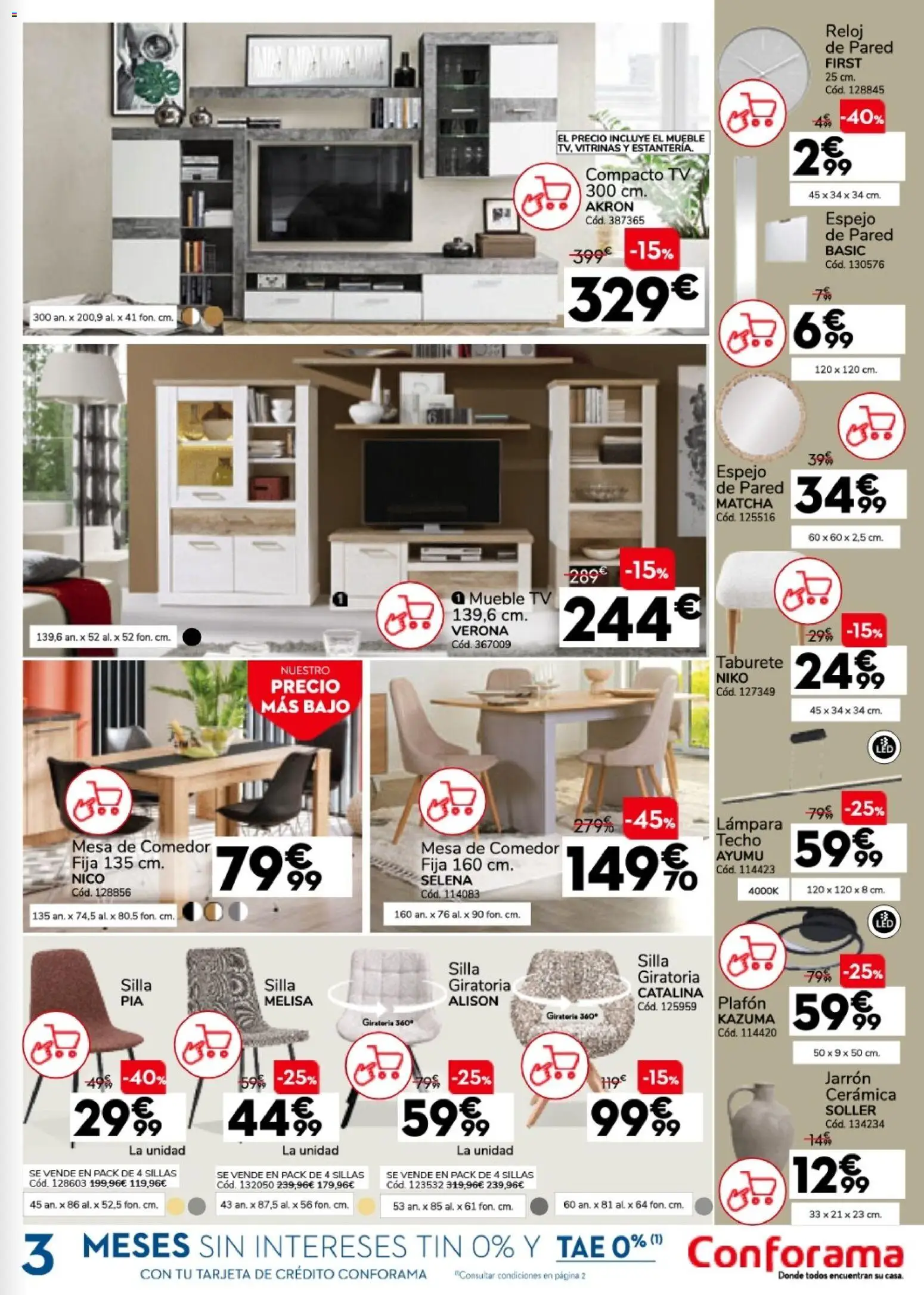 Conforama folleto │ válido desde el 30/07/2026 | Página: 13 | Productos: Taburete, Silla giratoria, Reloj, Silla