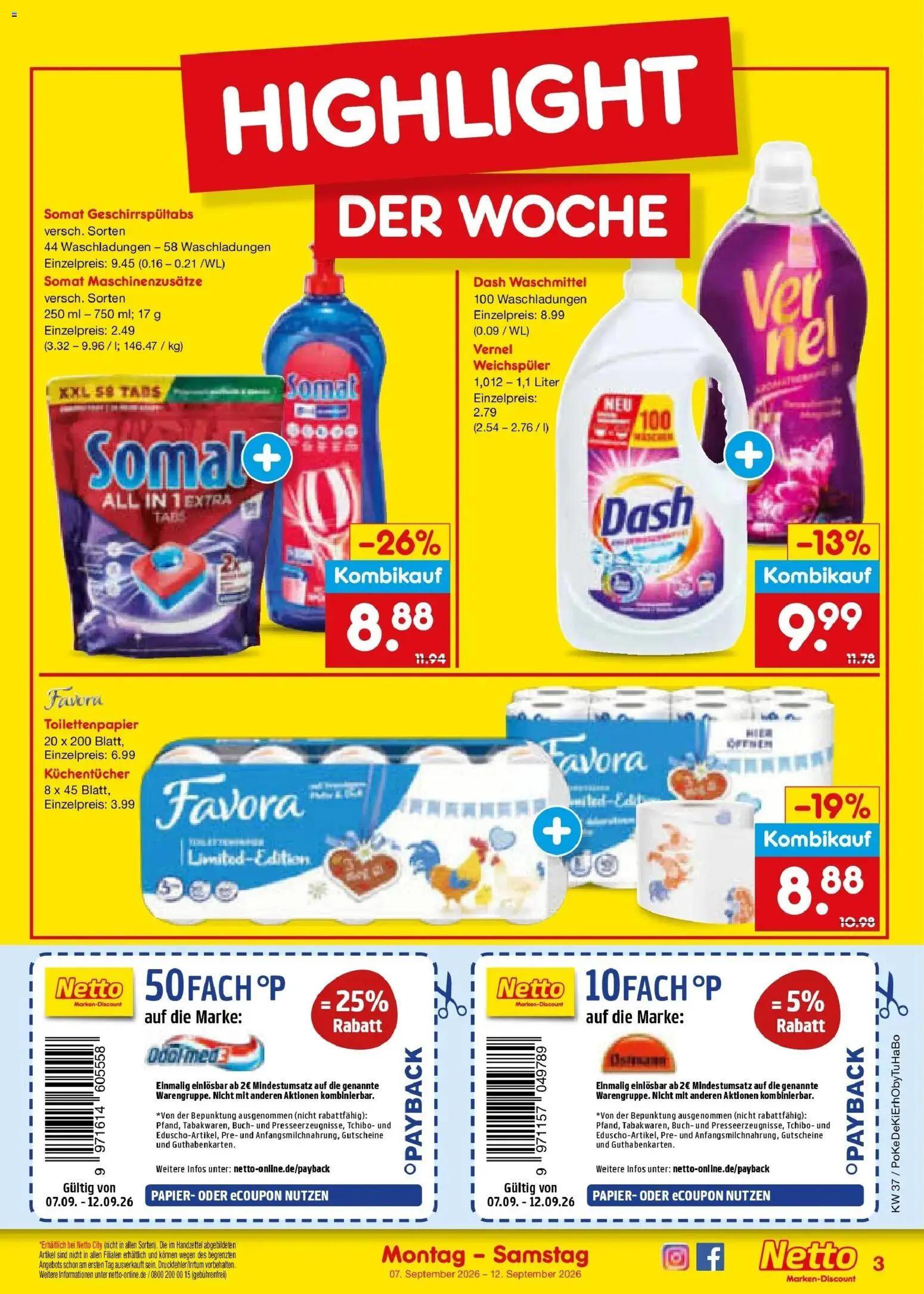 Netto Marken-Discount Prospekt Stuttgart – gültig ab 07.09.2026 | Seite: 5 | Produkte: Weichspüler, Waschmittel, Vernel, Toilettenpapier