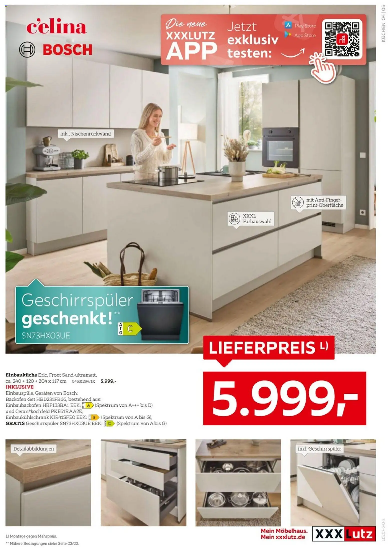 XXXLutz Nr. 1 bei Küchen – gültig ab 04.07.2026 | Seite: 5 | Produkte: Bosch, Geschirrspüler, Einbauküche, Kuchen
