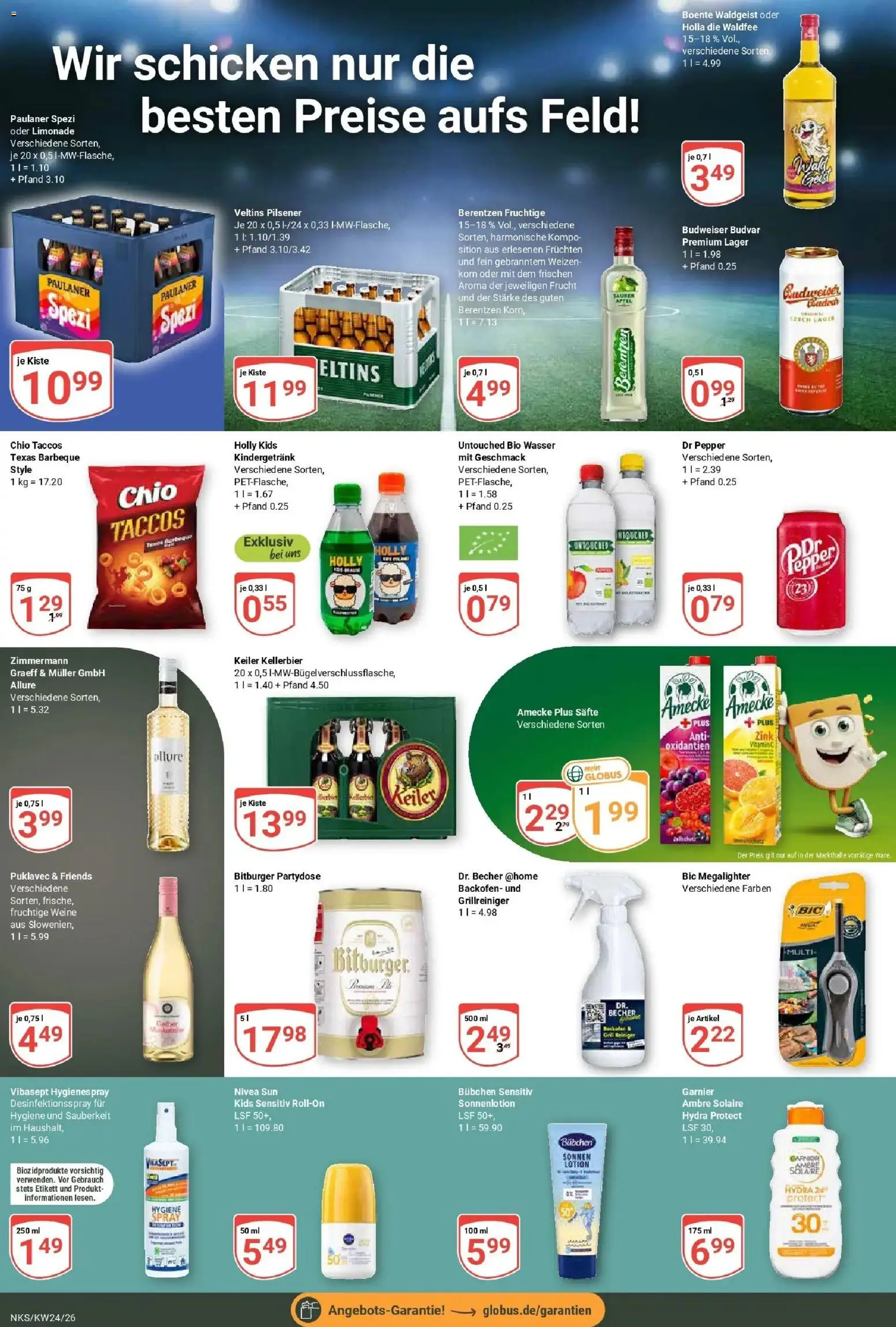 Globus Prospekt Neunkirchen – gültig ab 08.06.2026 | Seite: 10 | Produkte: Sonnenlotion, Budweiser, Paulaner, Veltins