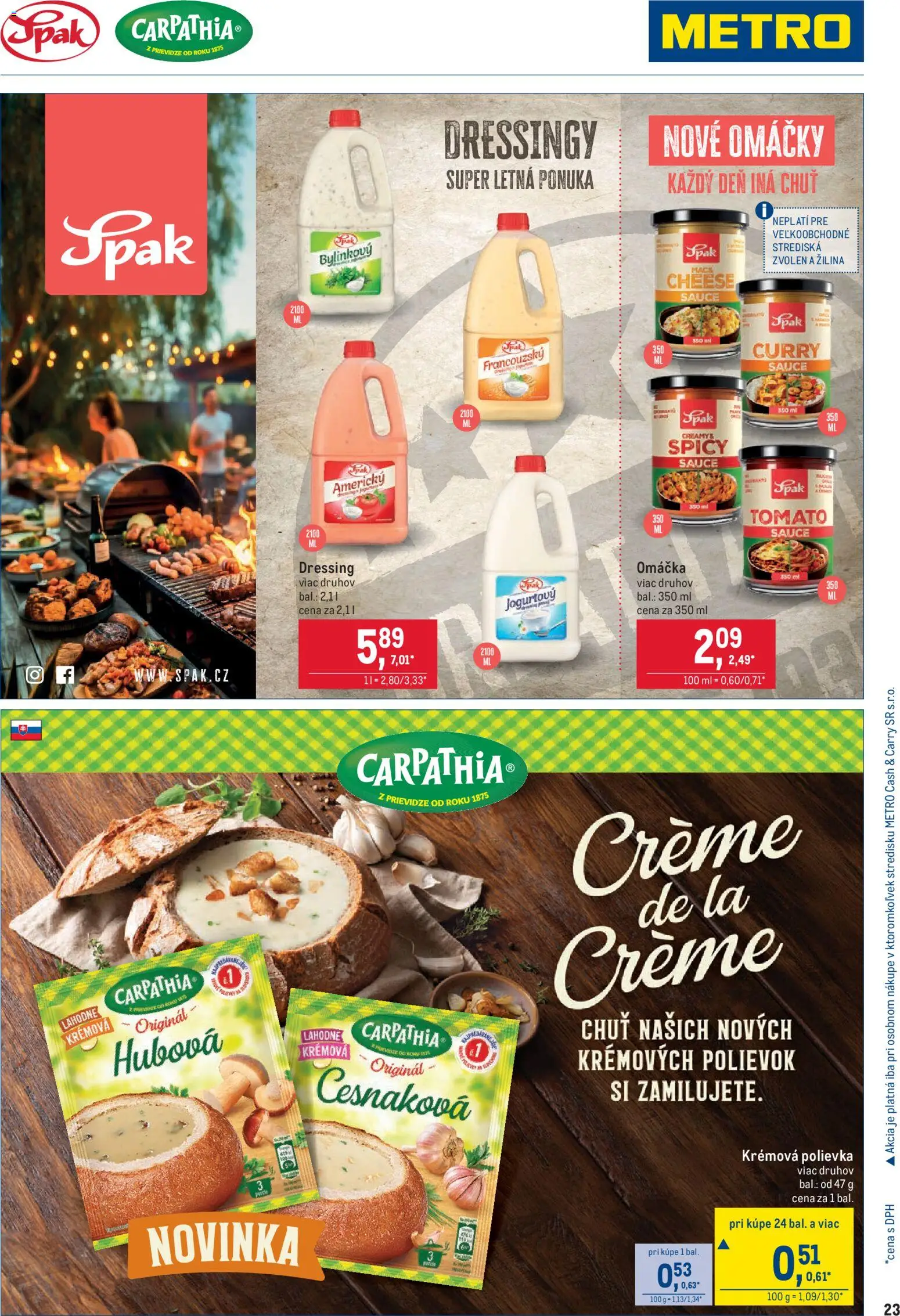 Nové Metro akcie – leták je platný od 26.08.2026 | Strana: 23 | Produkty: Omáčky, Omáčka, Dressing