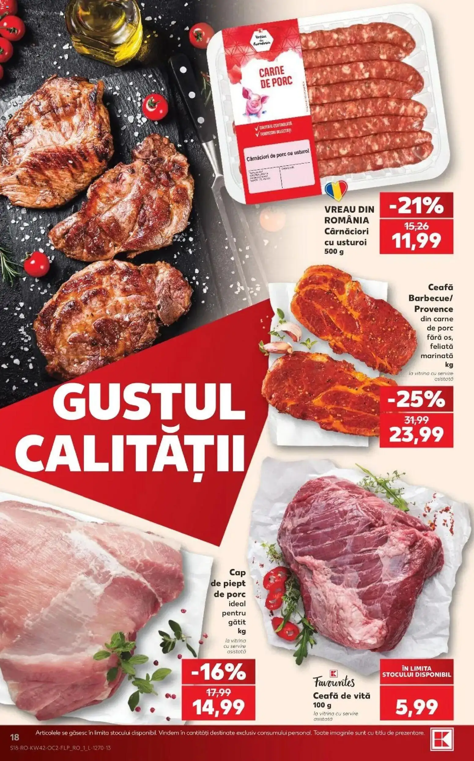 Kaufland Satu Mare 14.10.2026 - Revista si Oferta | Pagină: 18 | Produse: Vită, Vitrină, Carne De Porc, Usturoi