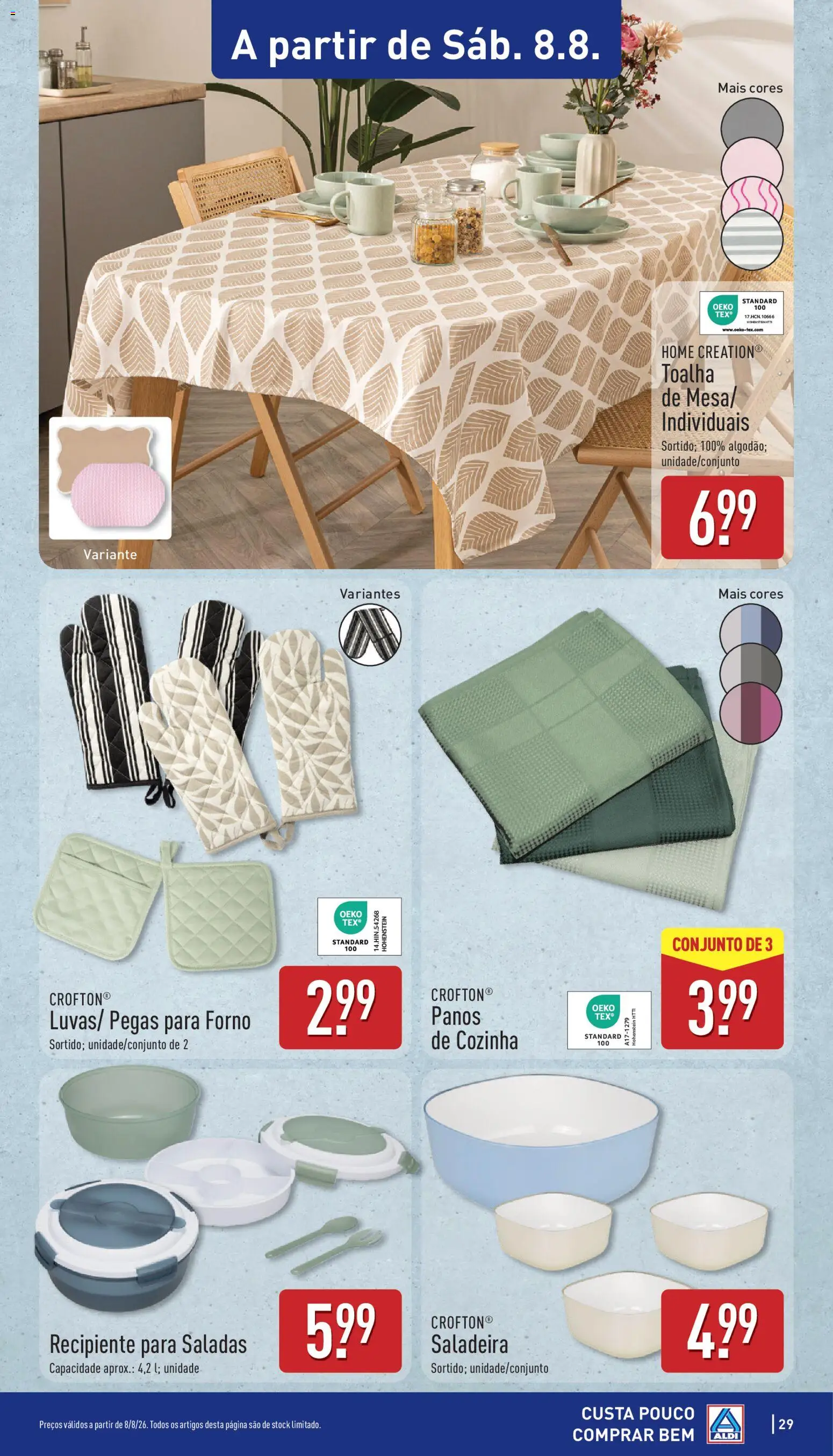 Aldi folheto │ válido de 03/08/2026 | Página: 29 | Produtos: Forno, Saladas, Mesa, Toalha de mesa