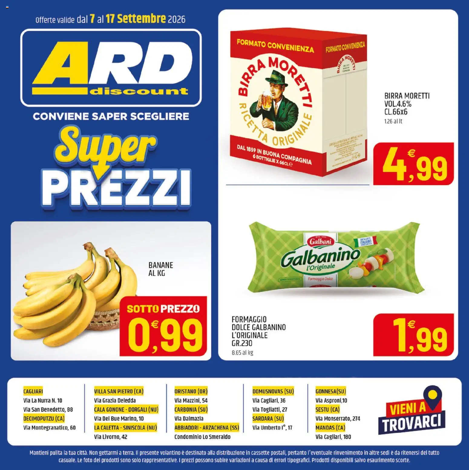 Volantino ARD Discount del 07/09/2026 | Pagina: 24 | Prodotti: Birra, Banane, Formaggio, Birra Moretti