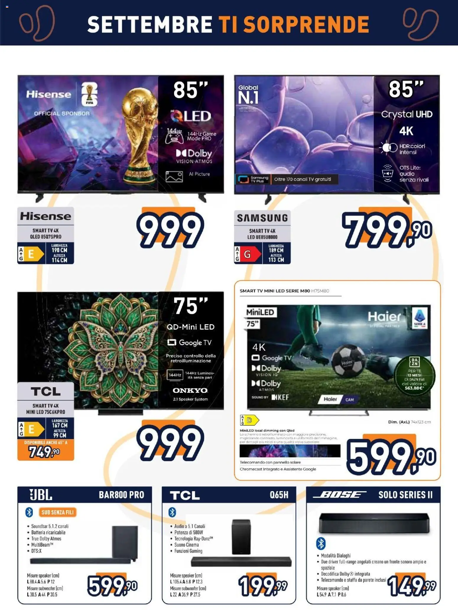 Volantino Unieuro del 07/09/2026 | Pagina: 2 | Prodotti: Telecomando, Tè, smart TV, Audio