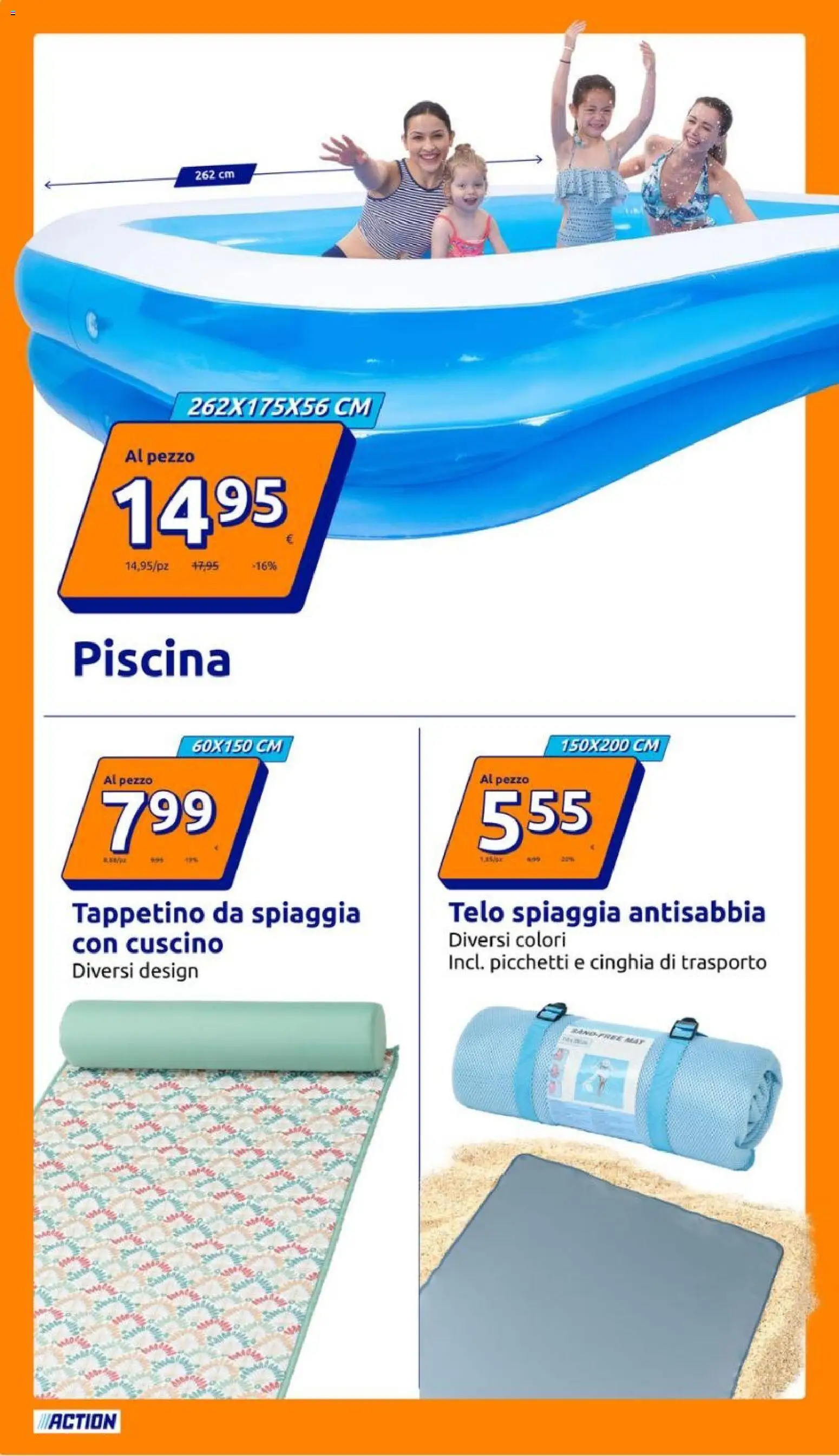 Volantino Action del 01/07/2026 | Pagina: 10 | Prodotti: Piscina, Cuscino