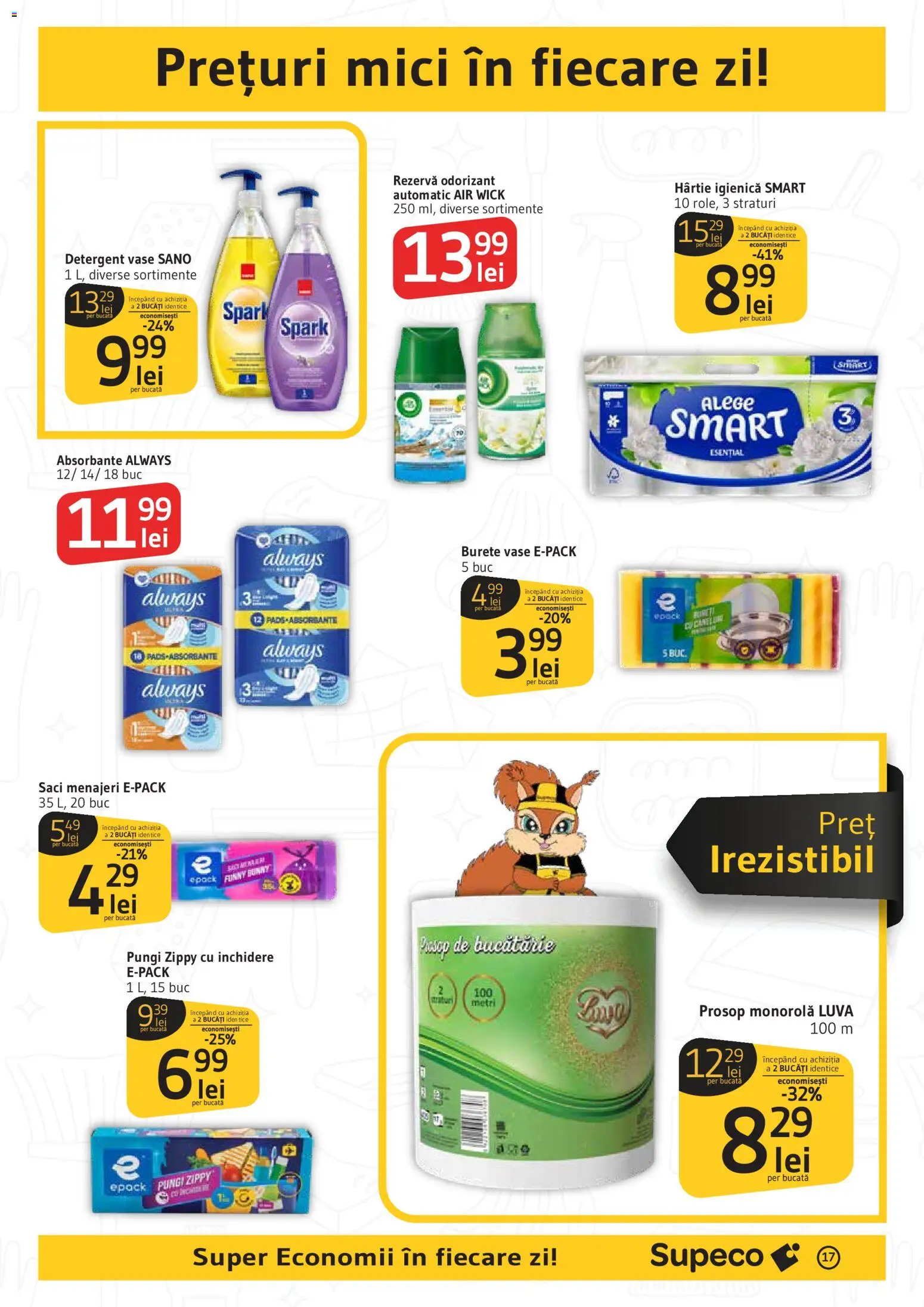 Noul catalog Supeco – valabil de la 25.06.2026 | Pagină: 17 | Produse: Saci menajeri, Bucătărie, Mici, Absorbante