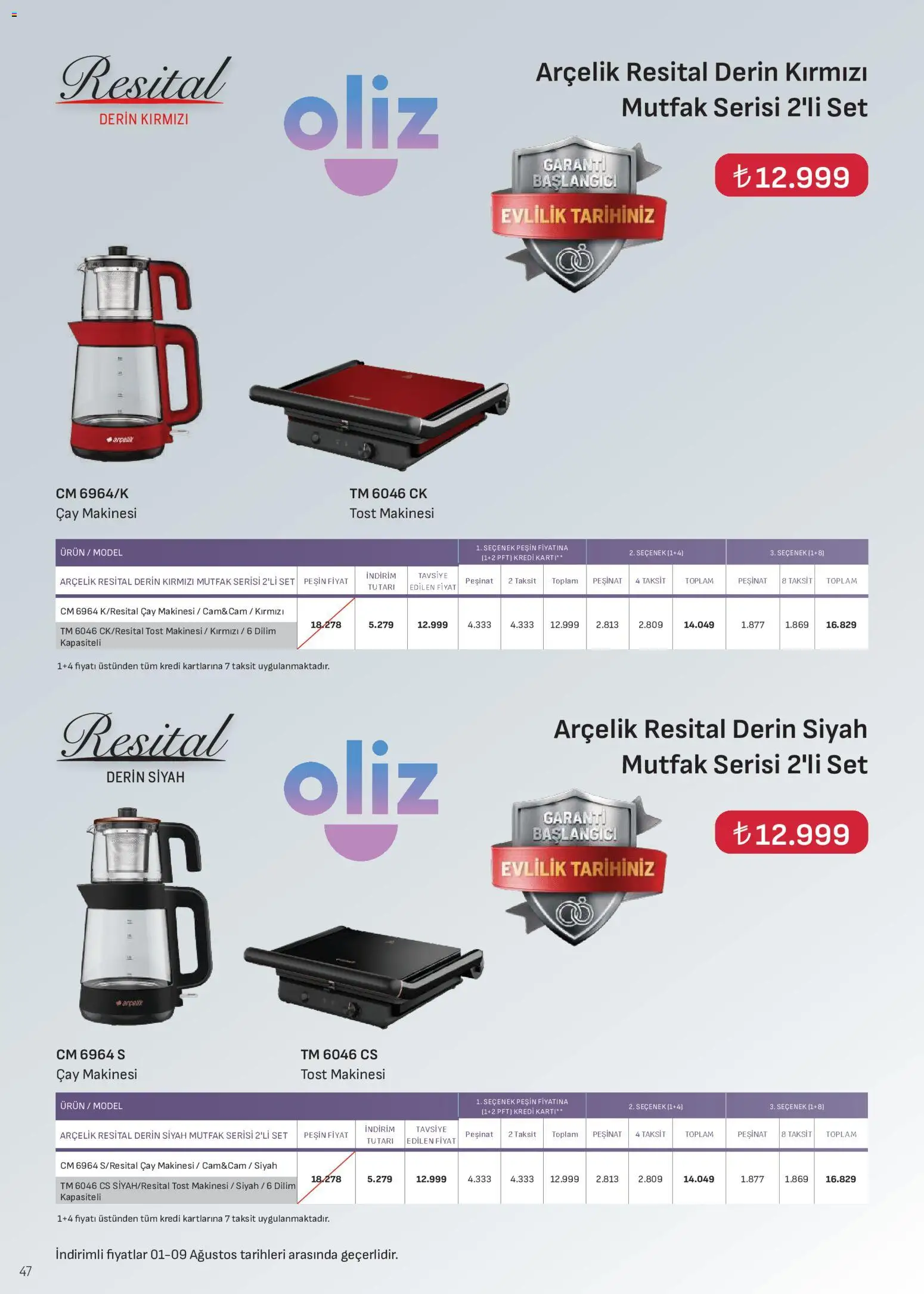 Arçelik Katalog - 01 Ağustos 2026 tarihinden itibaren geçerlidir | Sayfa: 47
