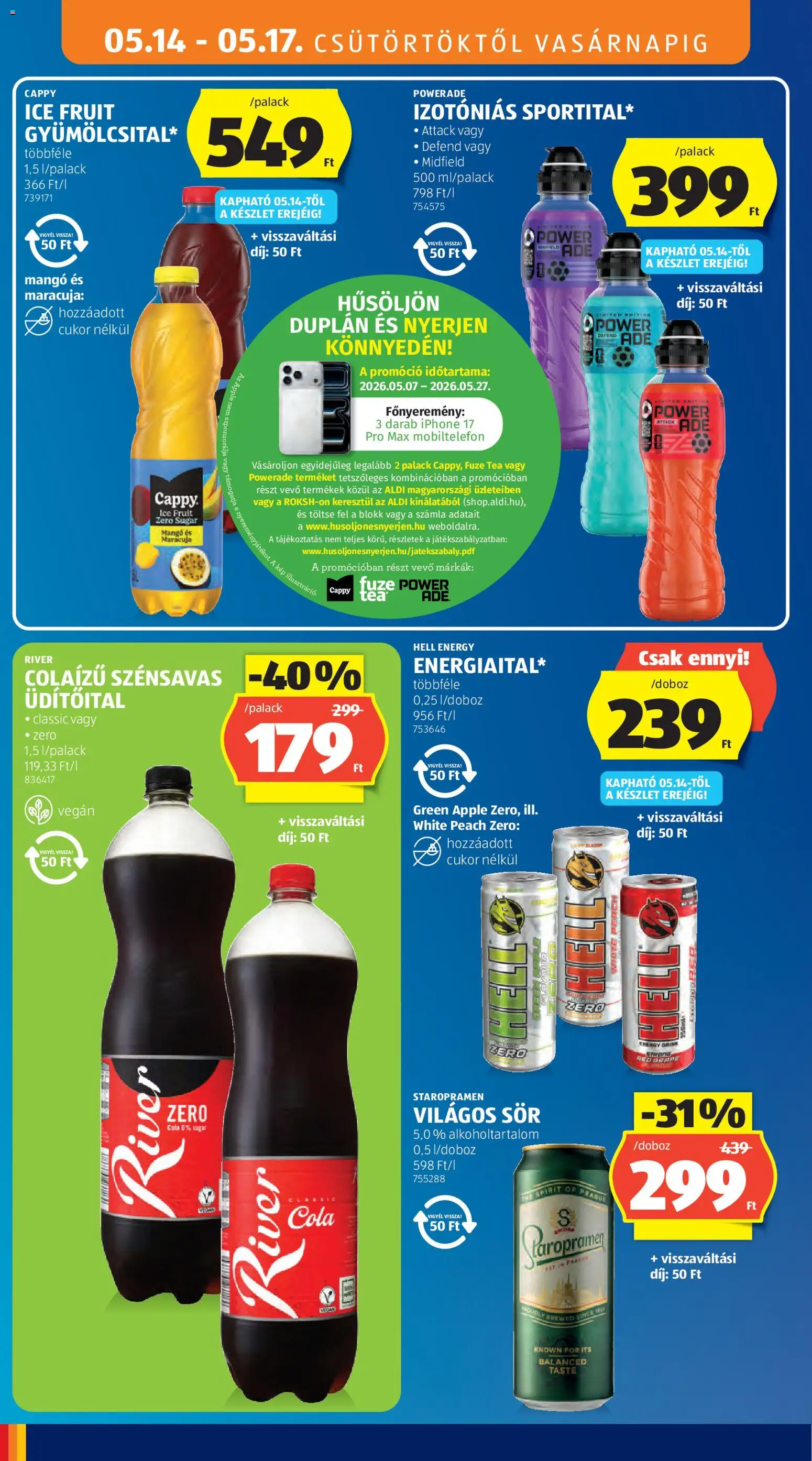 Aldi akciós ujság - amely érvényes a következő dátumtól: 14.05.2026 | Oldal: 16 | Termékek: Sör, Tea, Cukor, Mangó