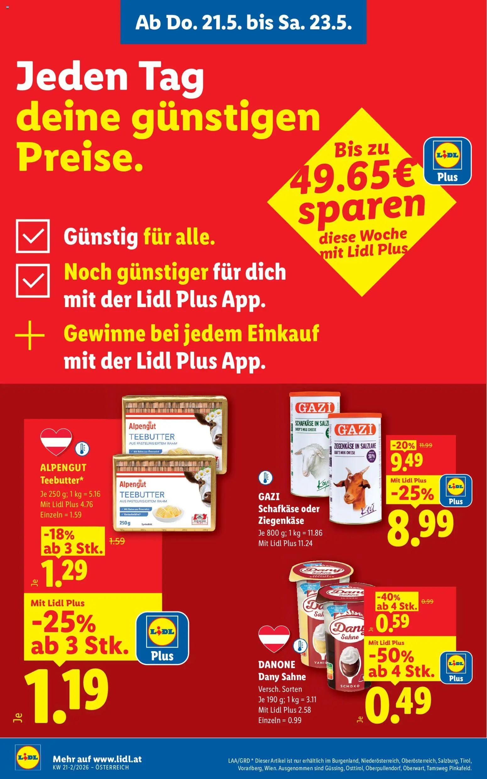 Lidl Flugblatt - Altenmarkt im Pongau, St. Johann im Pongau, Zell am See gültig ab 21.05.2026 | Seite: 2 | Produkte: Sahne