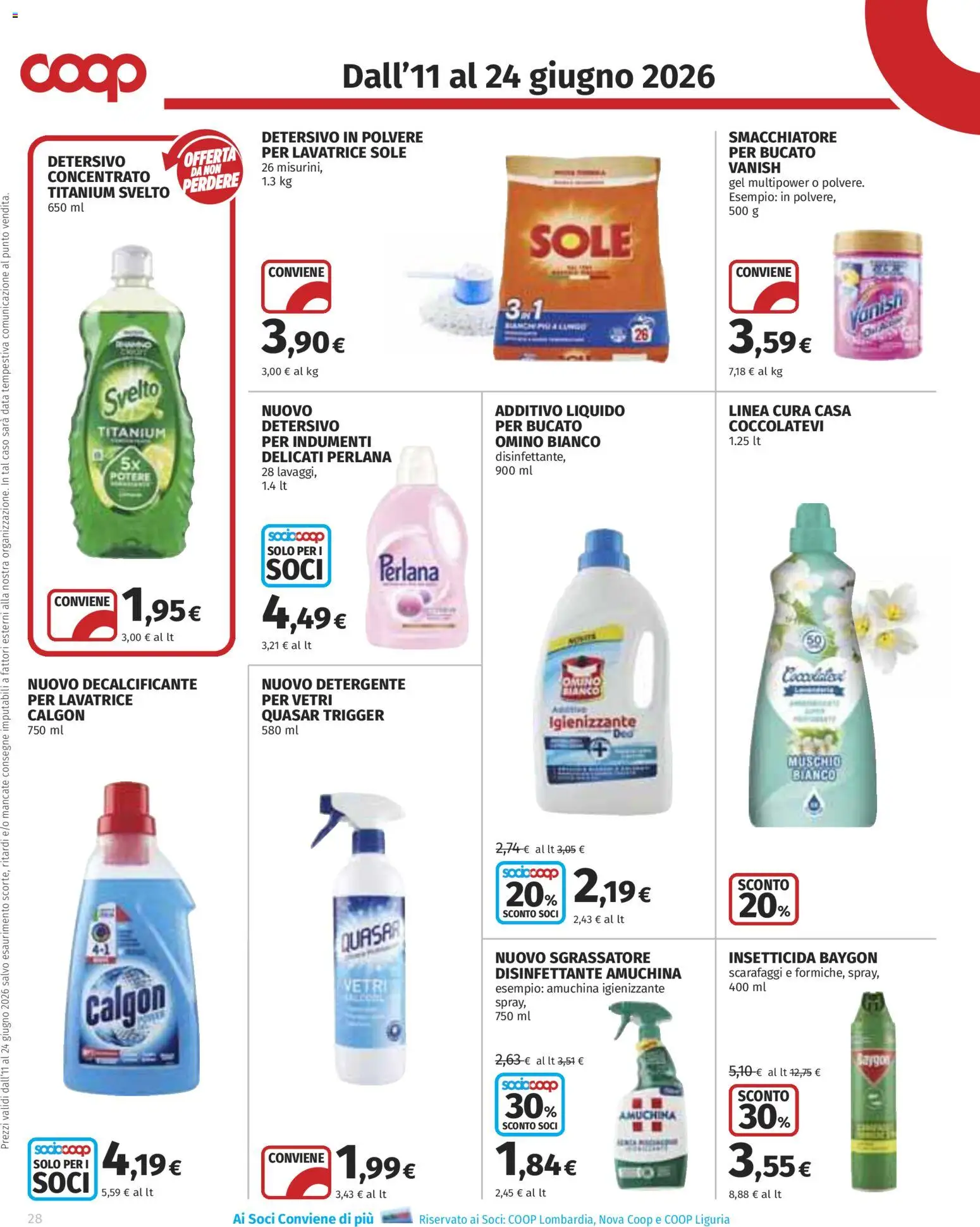 Volantino COOP del 11.06.2026 | Pagina: 28 | Prodotti: Detergente, Lavatrice, Data, Insetticida