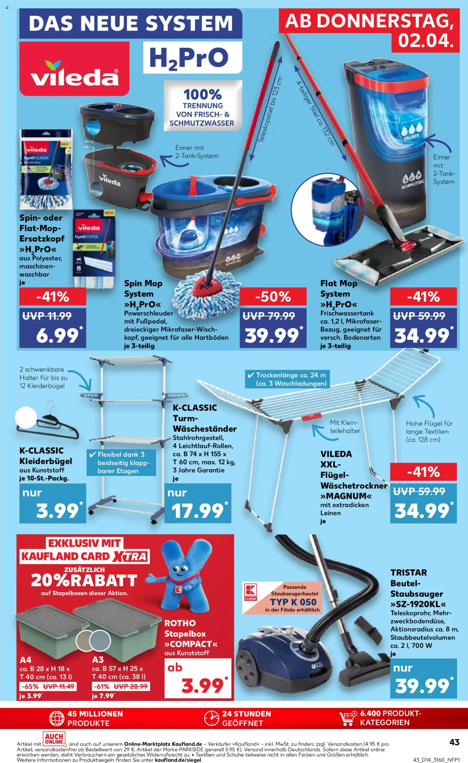 Kaufland Prospekt Rostock	 – gültig ab 02.04.2026 | Seite: 43 | Produkte: Staubsauger, Box, Kleiderbügel, Waschestander