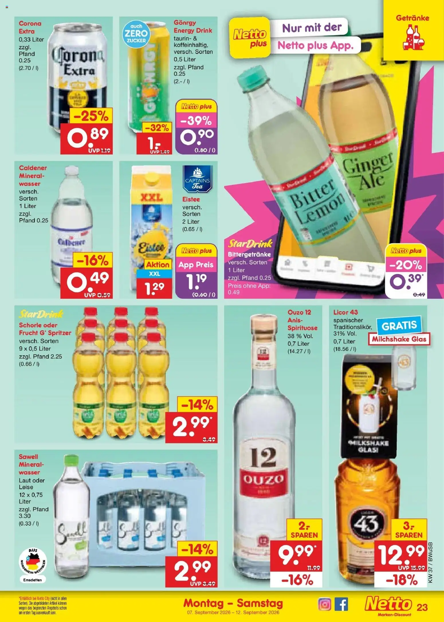 Netto Marken-Discount Prospekt Bielefeld – gültig ab 07.09.2026 | Seite: 31 | Produkte: Ouzo, Energy, Wasser, Zucker