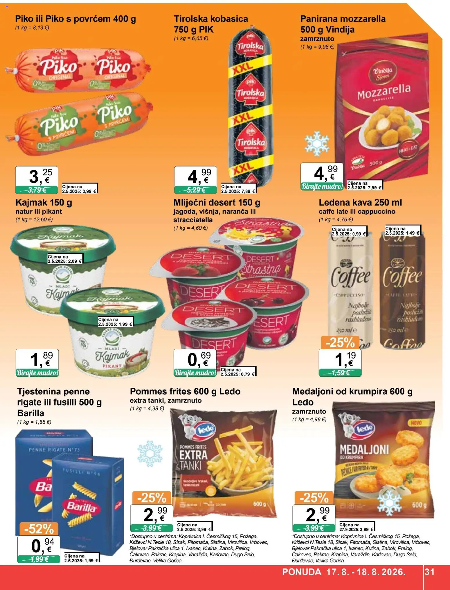 KTC katalog | vrijedi od 12.08.2026 | Stranica: 31 | Proizvodi: Pommes frites, Ledena kava, Desert, Cappuccino