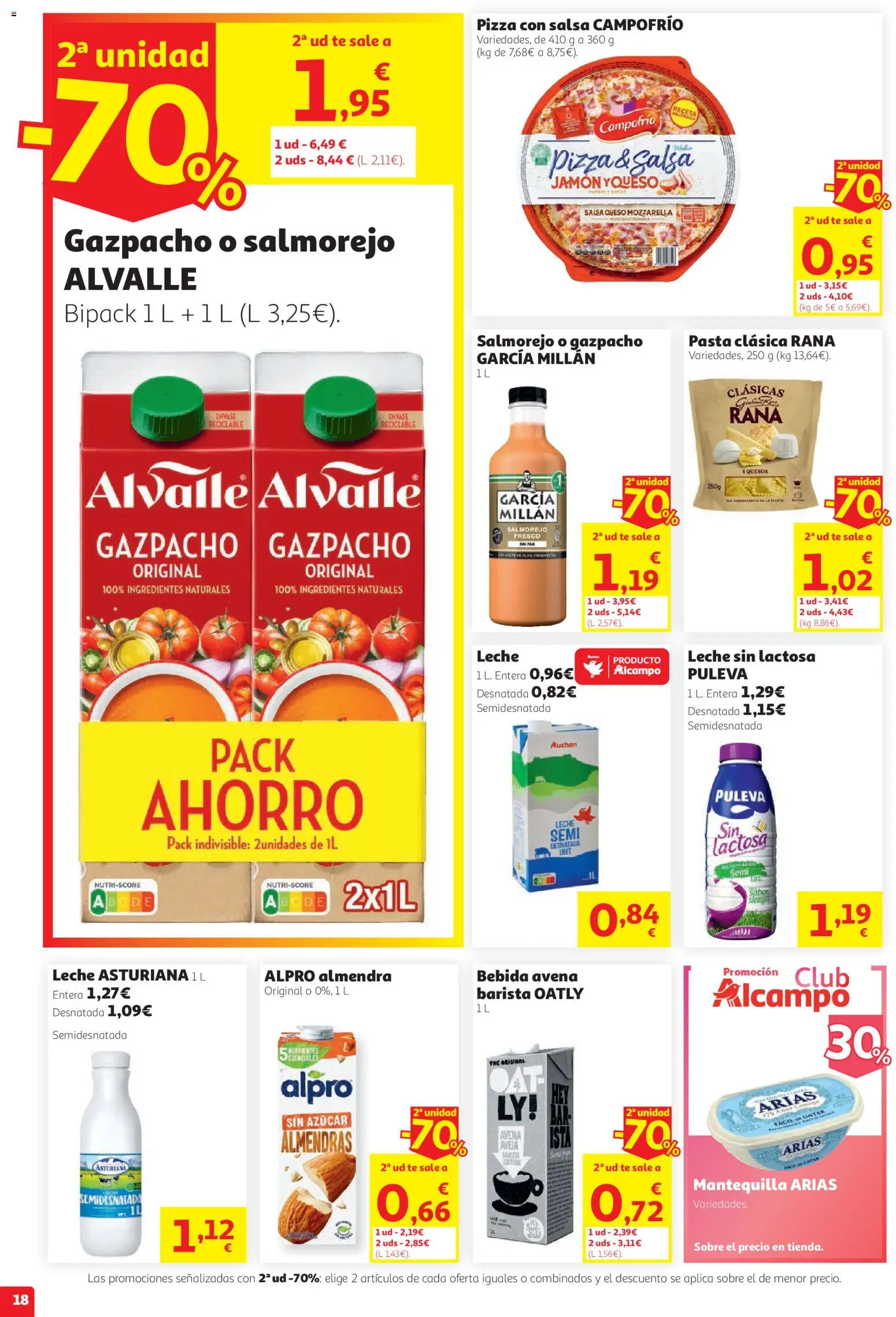 Alcampo folleto │ válido desde el 27/08/2026 | Página: 18 | Productos: Leche sin lactosa, Pasta, Azúcar, Mantequilla