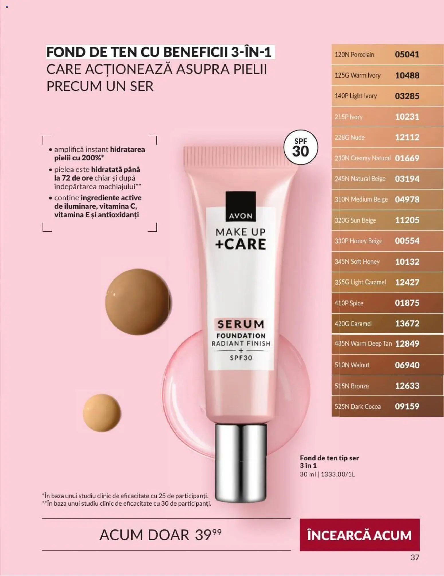 Noul catalog Avon – valabil de la 01.09.2026 | Pagină: 37 | Produse: Fond de ten, Serum, Active, Tip