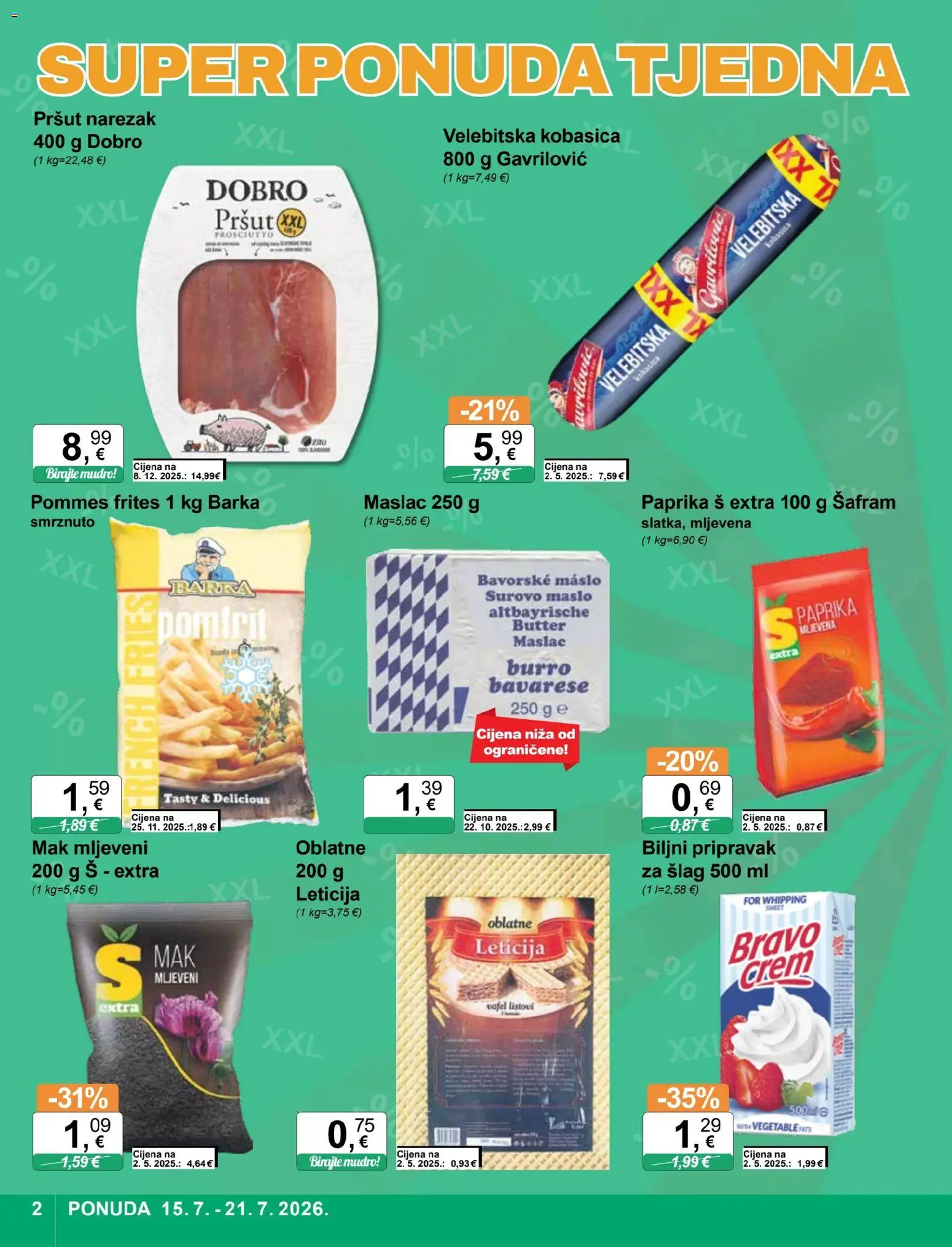 KTC katalog | vrijedi od 15.07.2026 | Stranica: 2 | Proizvodi: Maslac 250 g, Maslac, Paprika, Mak