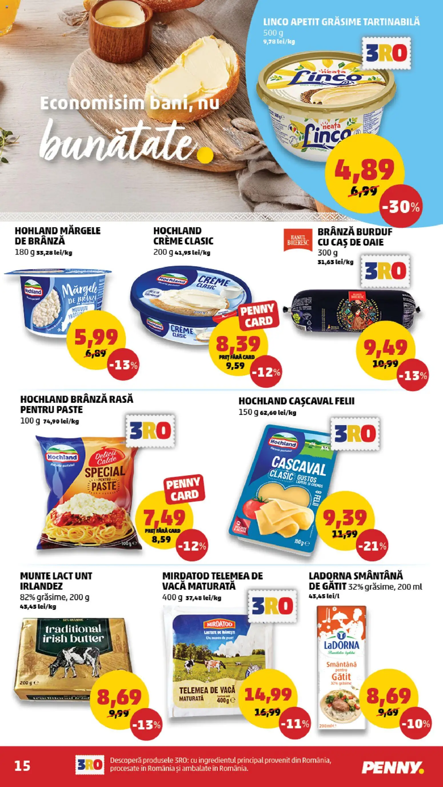 Noul catalog PENNY – valabil de la 23.09.2026 | Pagină: 15 | Produse: Cașcaval, Unt, Paste, Smântână