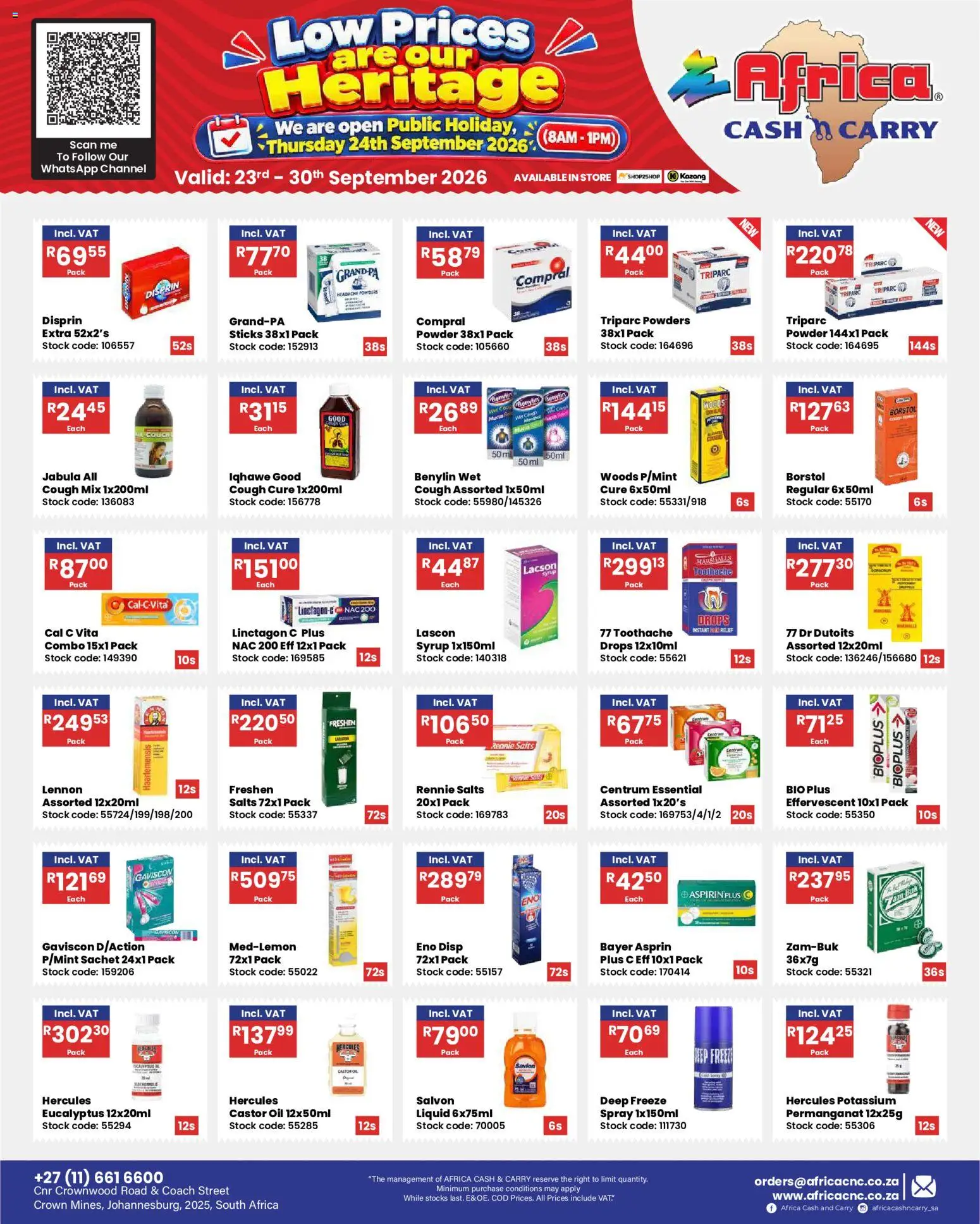 New Africa Cash & Carry catalogue – valid from 23/09/2026 | Page: 8 | Products: Oil, Powder, Stock, Syrup