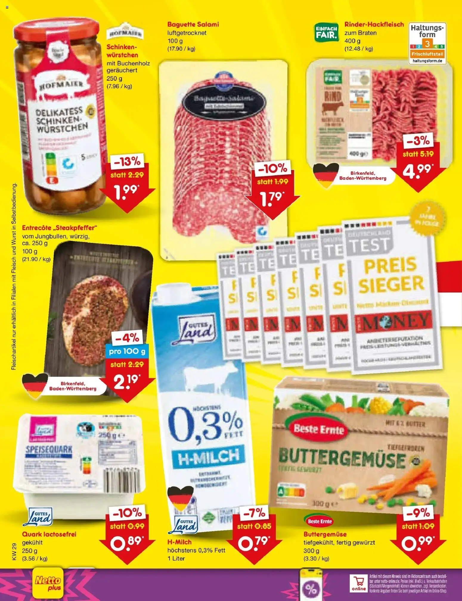 Netto Marken-Discount Prospekt Buttenwiesen – gültig ab 20.07.2026 | Seite: 44 | Produkte: Entrecote, Wurst, Schinken, Speisequark