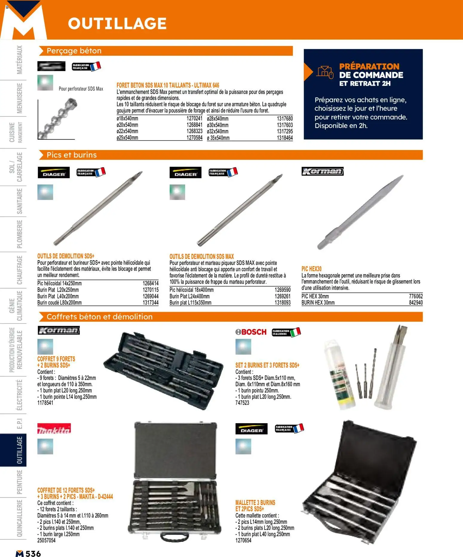 {H1} | Page: 536 | Produits: Marteau, Prise