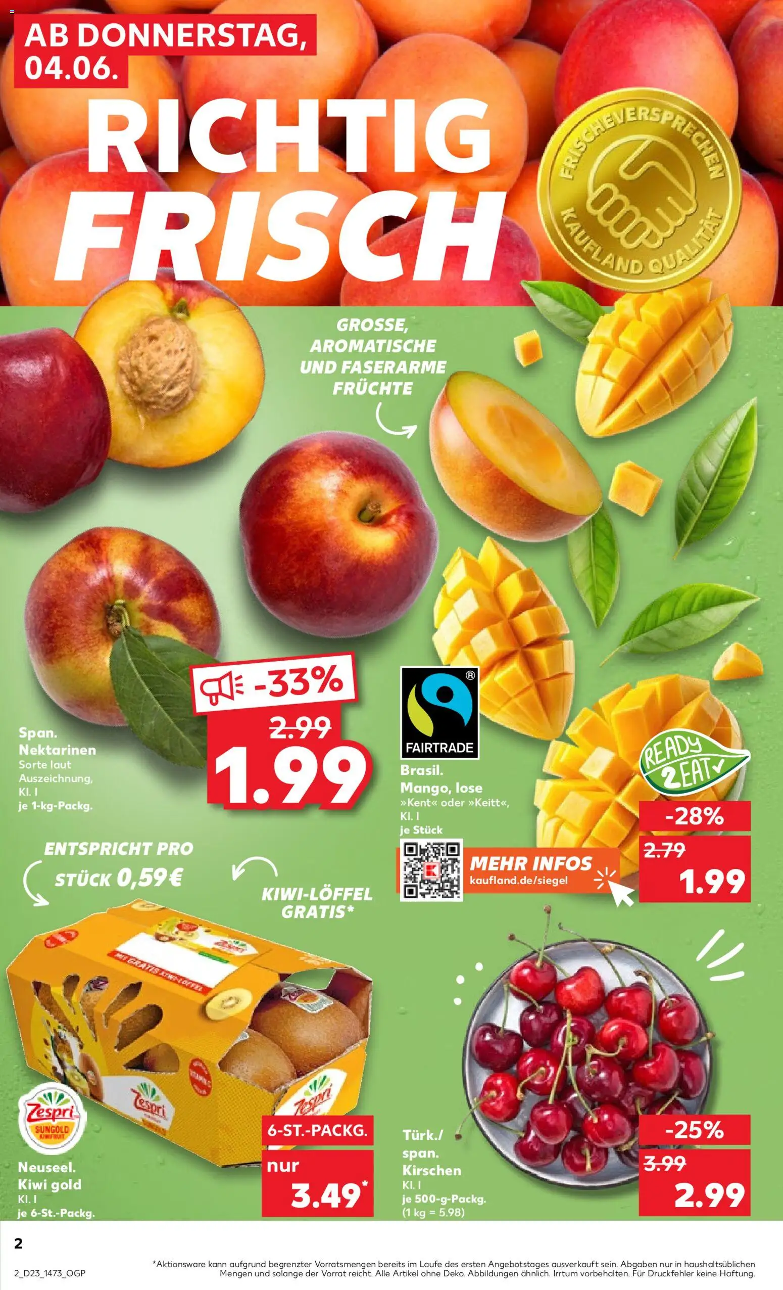 Kaufland Prospekt – gültig ab 04.06.2026 | Seite: 2 | Produkte: Nektarinen, Kirschen, Kiwi