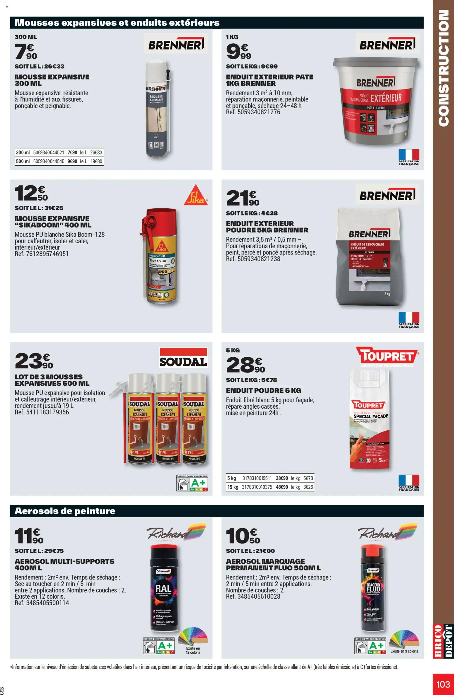 {H1} | Page: 103 | Produits: Couches, Poudre, Mousse, Mousse expansive