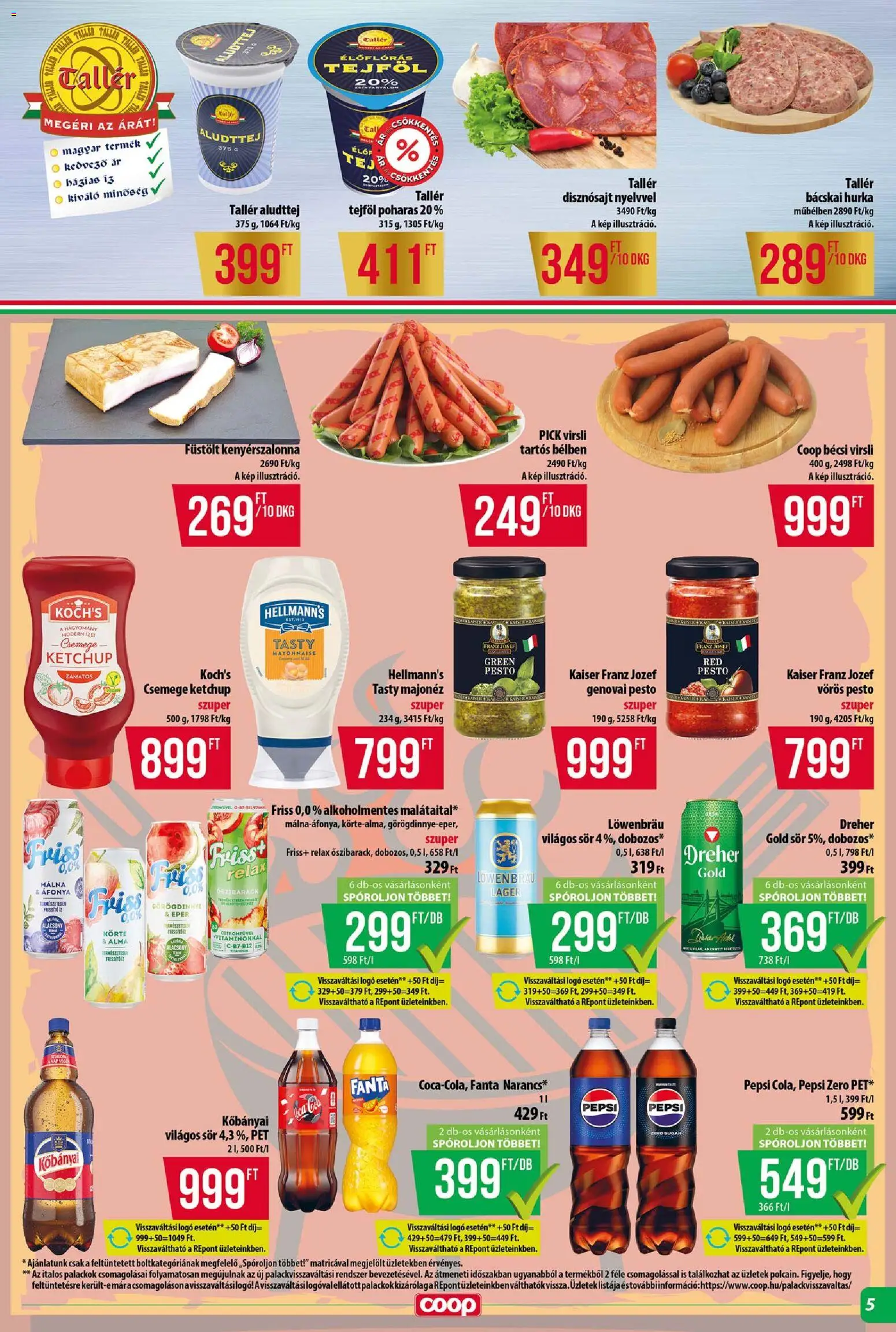 COOP akciós ujság - amely érvényes a következő dátumtól: 25.06.2026 | Oldal: 5 | Termékek: Fanta, Alma, Tejföl, Majonéz