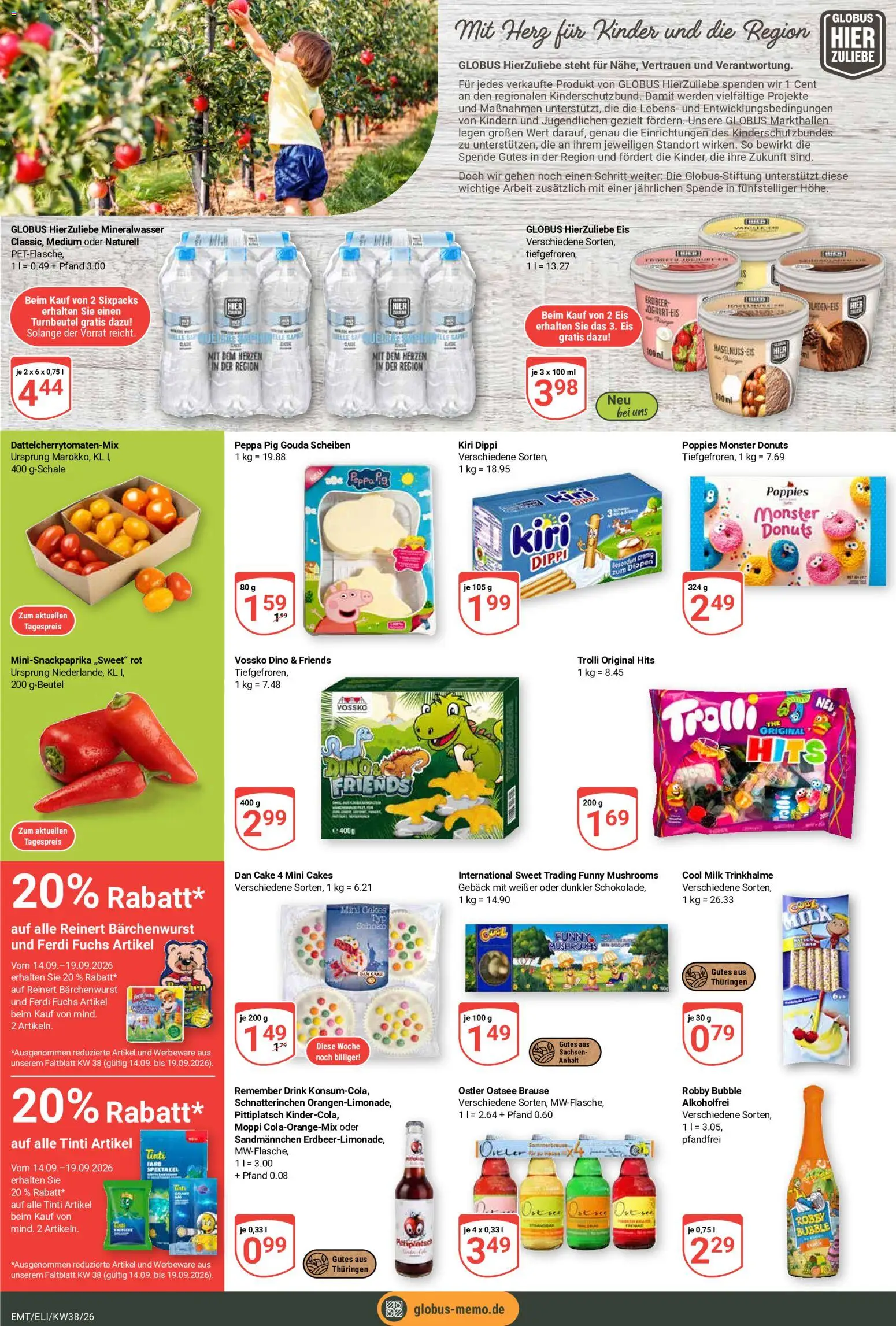 Globus Prospekt Erfurt – gültig ab 14.09.2026 | Seite: 19 | Produkte: Gouda, Mineralwasser, Donuts, Monster