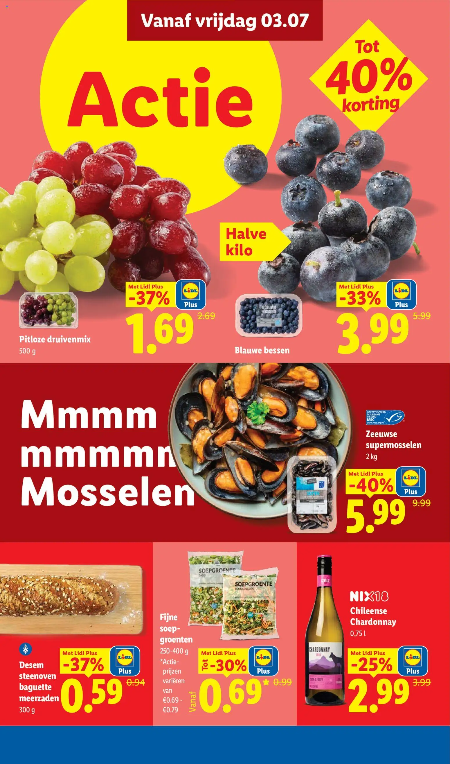 {H1} | Pagina: 4 | Producten: Mosselen, Baguette, Groenten