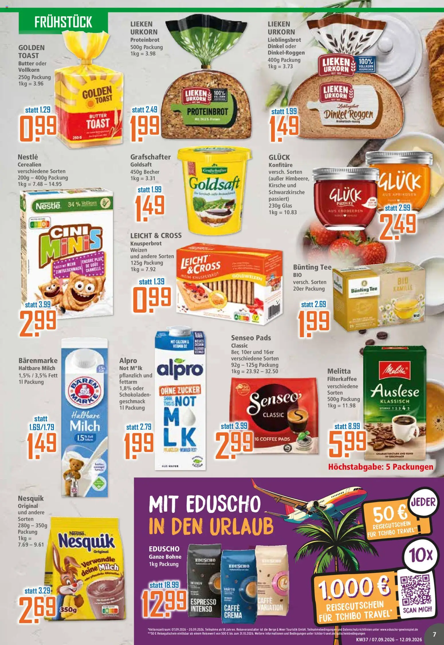 Klaas & Kock Prospekt – gültig ab 07.09.2026 | Seite: 7 | Produkte: Nesquik, Milch, Butter, Alpro