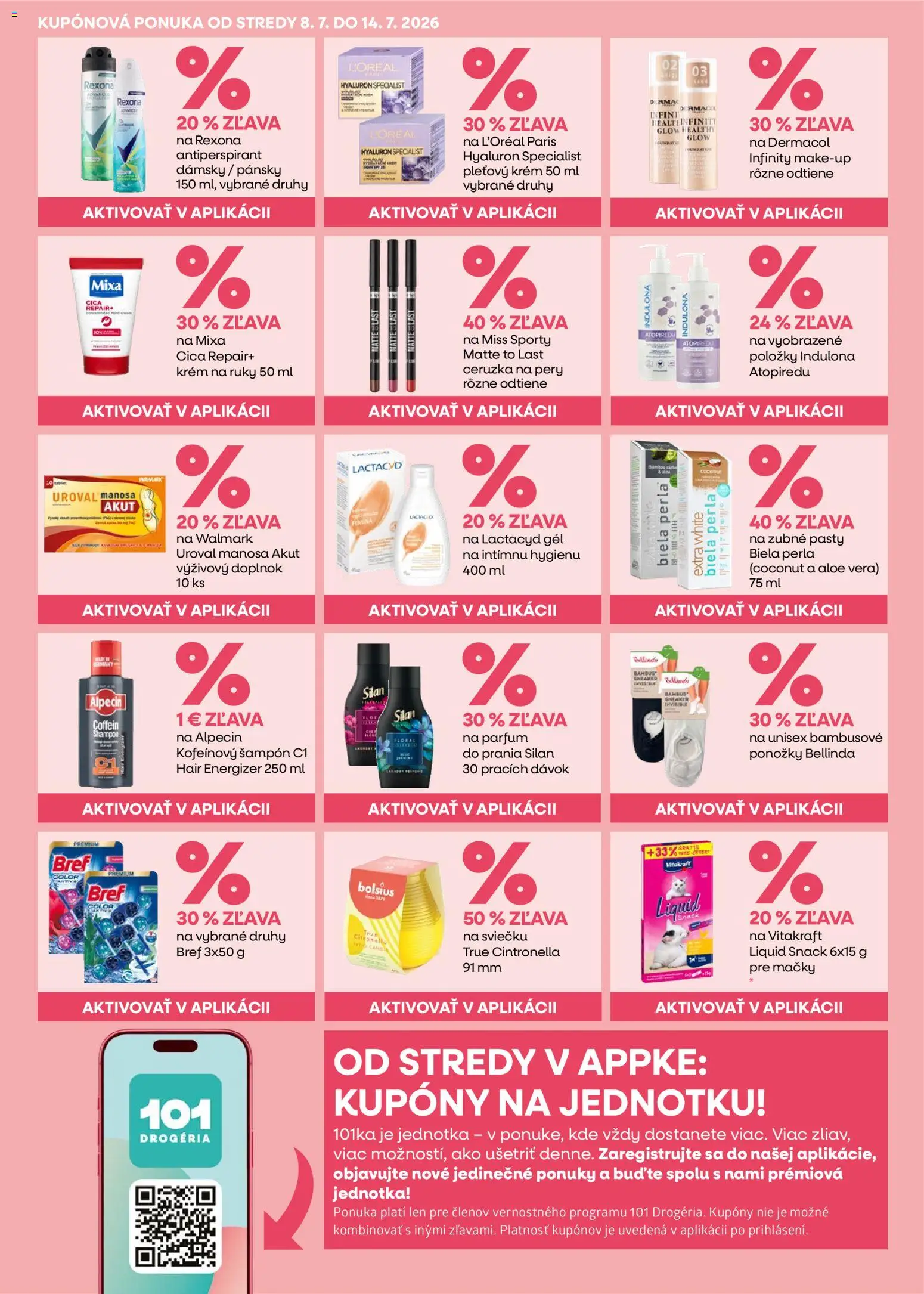 Nové 101 drogerie akcie – leták je platný od 08.07.2026 | Strana: 6 | Produkty: Ponožky, Krém, Indulona, Lactacyd