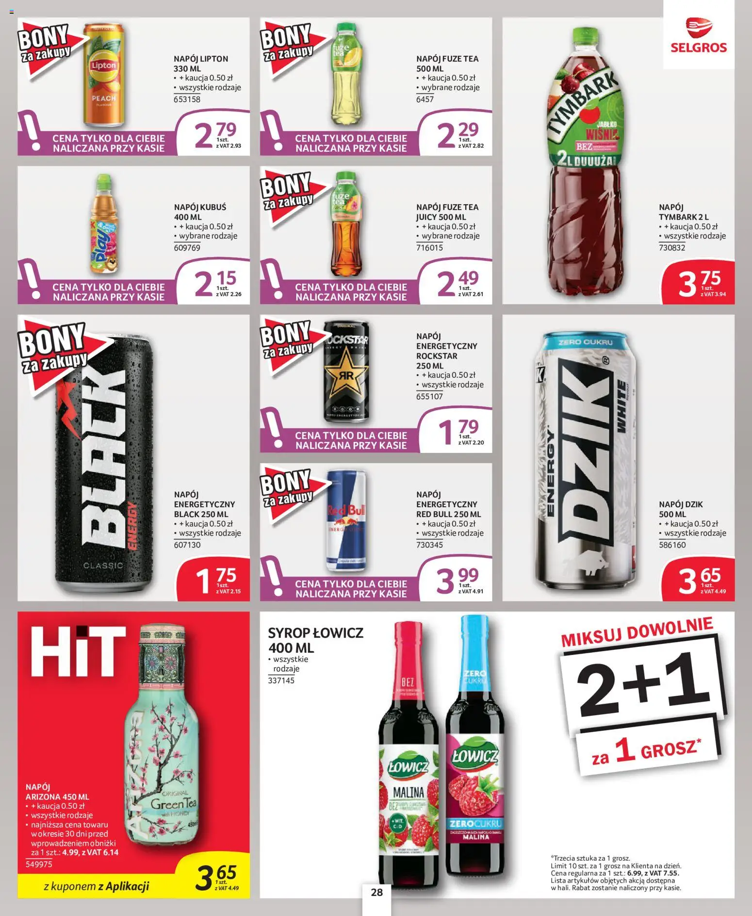 Selgros cash&carry gazetka - Oferta dla profesjonalistów od 08.10.2026 | Strona: 28 | Produkty: Malina, Kubuś, Red bull, Napój energetyczny