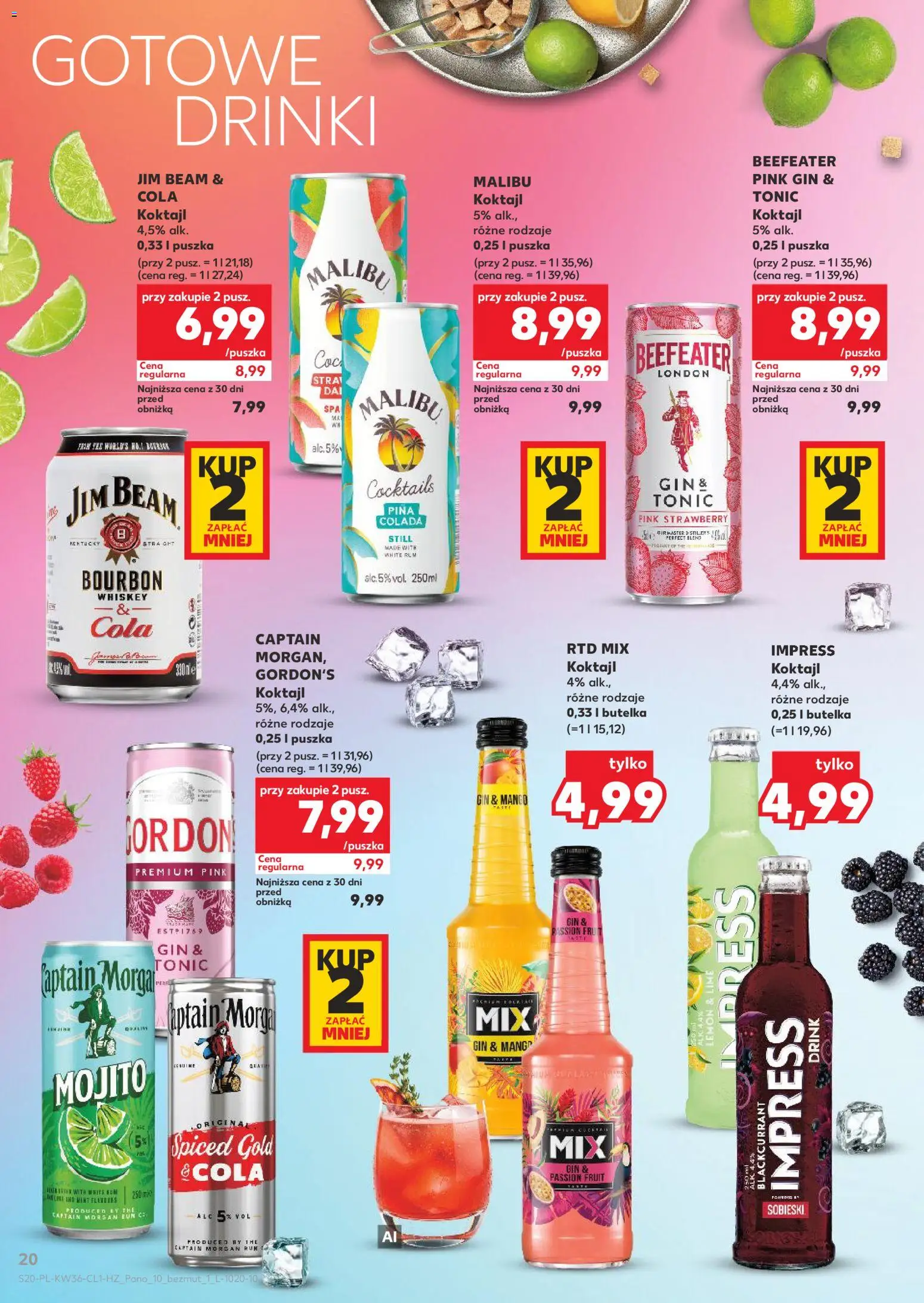 Kaufland Polsko leták - Barek od 03.09.2026 | Strana: 20 | Produkty: Rum, Gin, Beefeater, Malibu