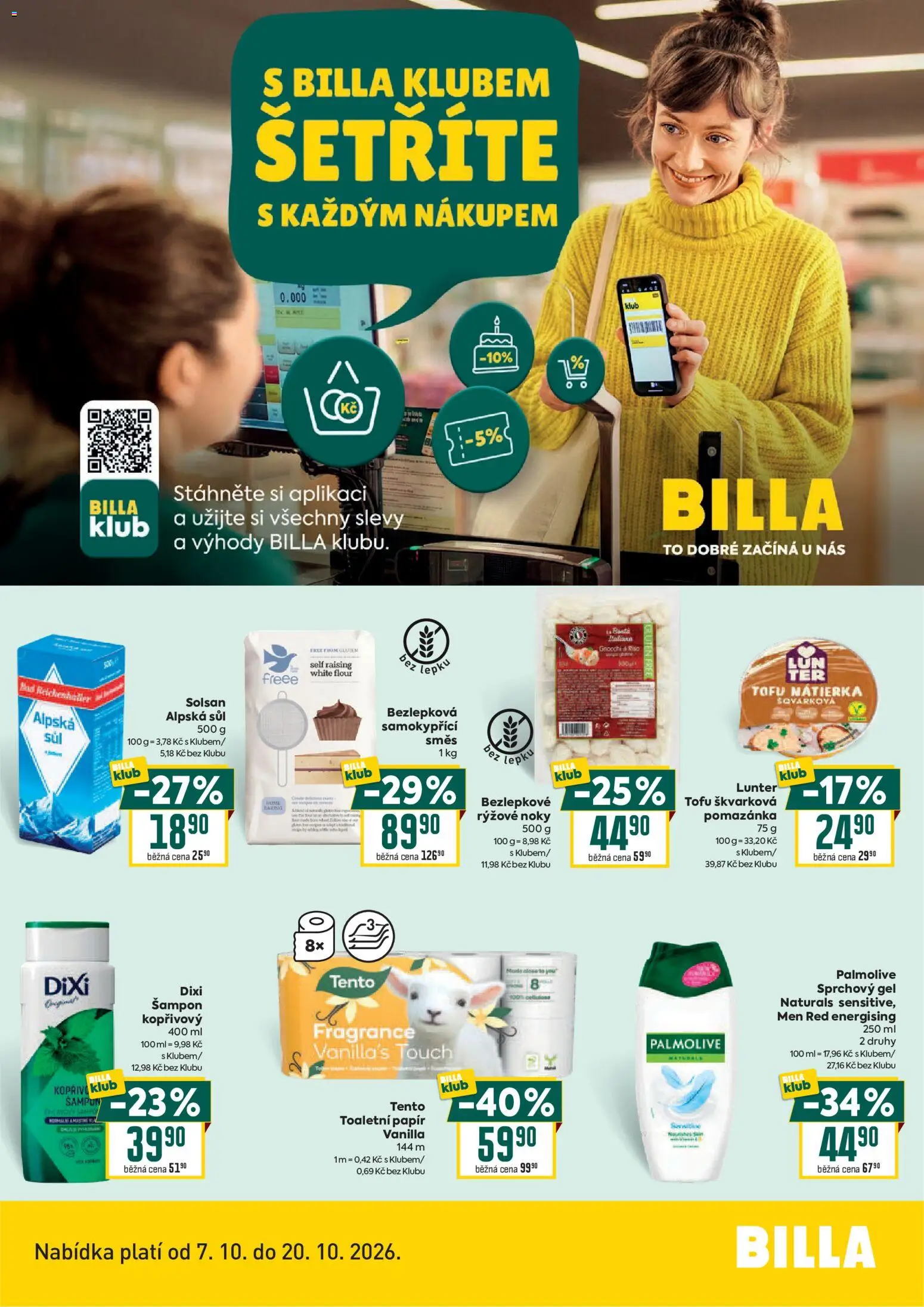 Billa leták - Bonus club od 07.10.2026 | Strana: 2 | Produkty: Sprchový gel, Toaletní papír, Šampon, Sůl