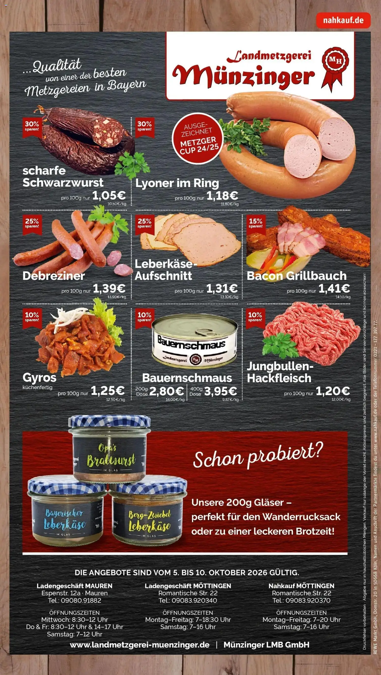 REWE Prospekt ab 05.10.2026 zum Blättern » Angebote | Seite: 9 | Produkte: Bratwurst, Gyros, Bilder, Hackfleisch