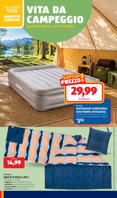 Anteprima del volantino MATERASSO GONFIABILE CON POMPA INTEGRATA, dimensioni: 203 x 152 x 46 cm (Lxlxh) • con cuscino e pompa elettrica integrati valido a partire dal 11.05.2026 | Pagina: 22